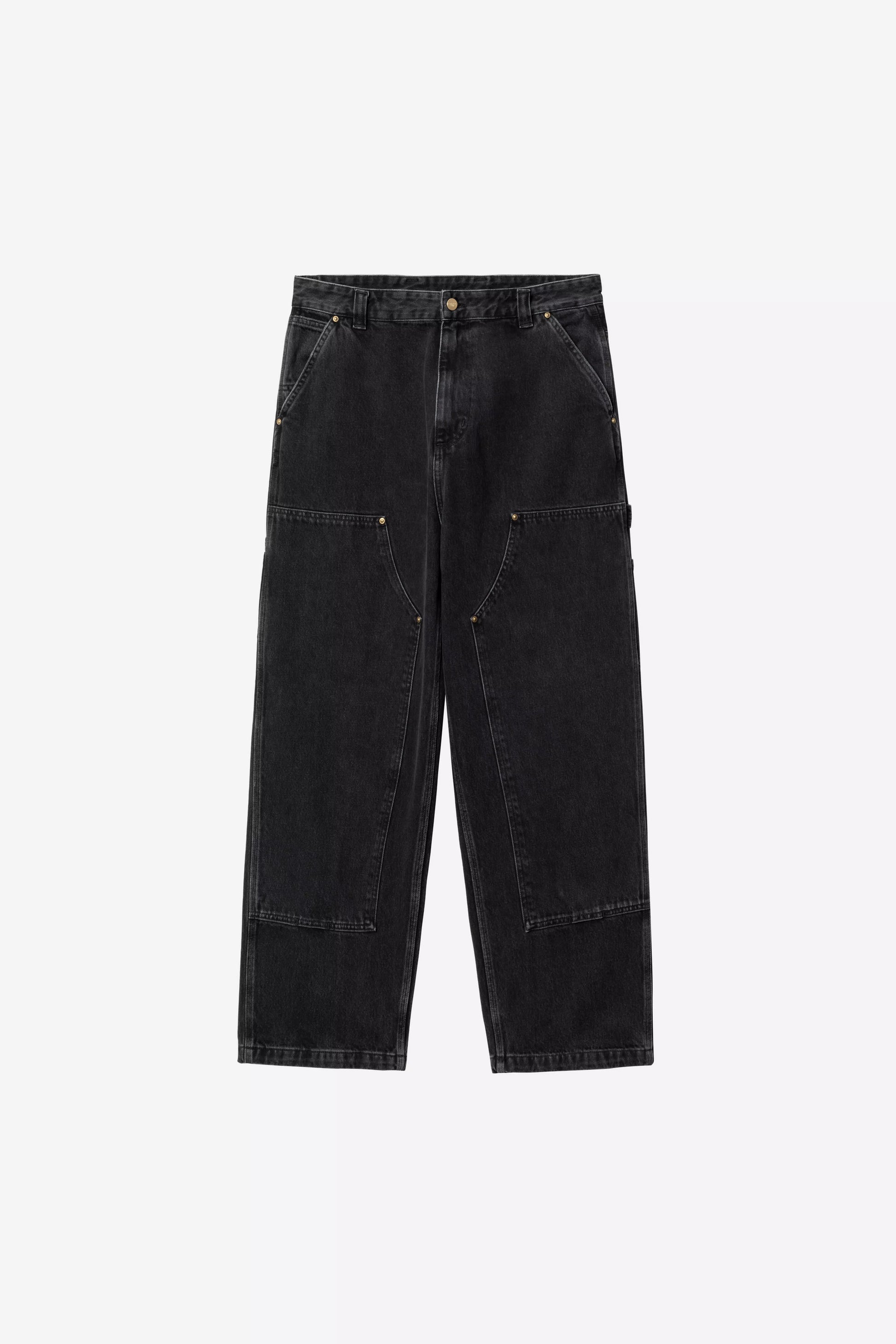 CARHARTT WIP Nash Double Knee Pant - Black, Stone washed