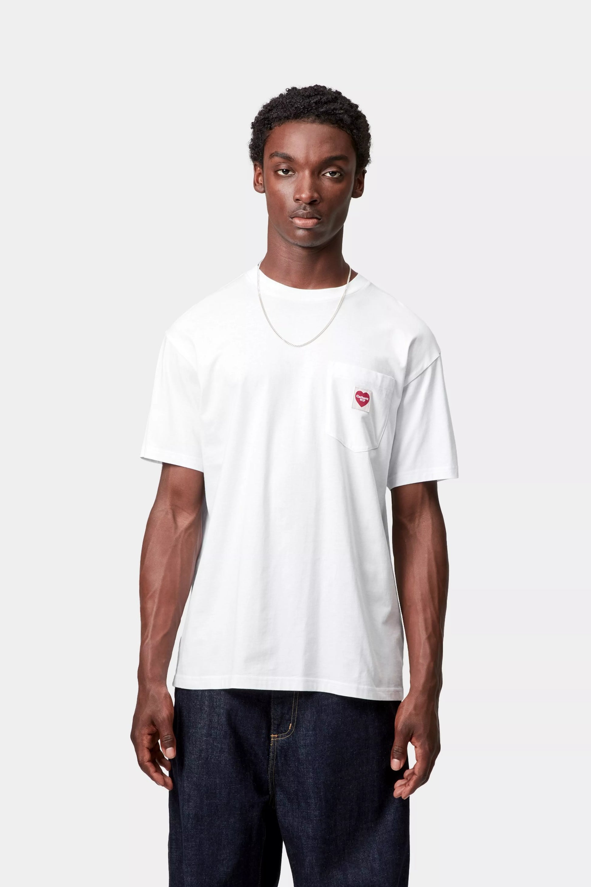 CARHARTT WIP S/S Pocket Heart T-Shirt - White / Red