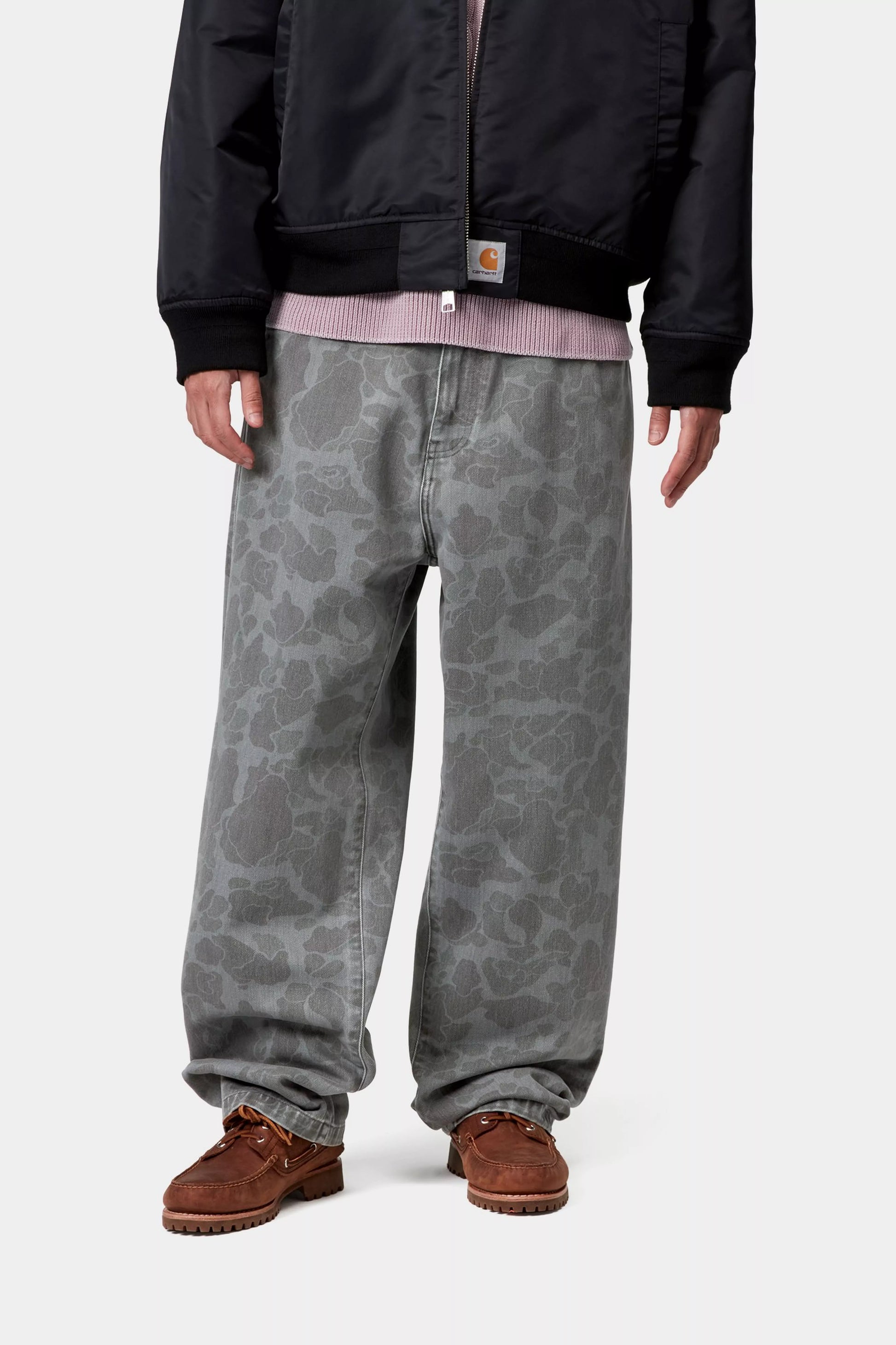 CARHARTT WIP DUCK LANDON PANT - Camo Duck, Black, Heavy bleach wash