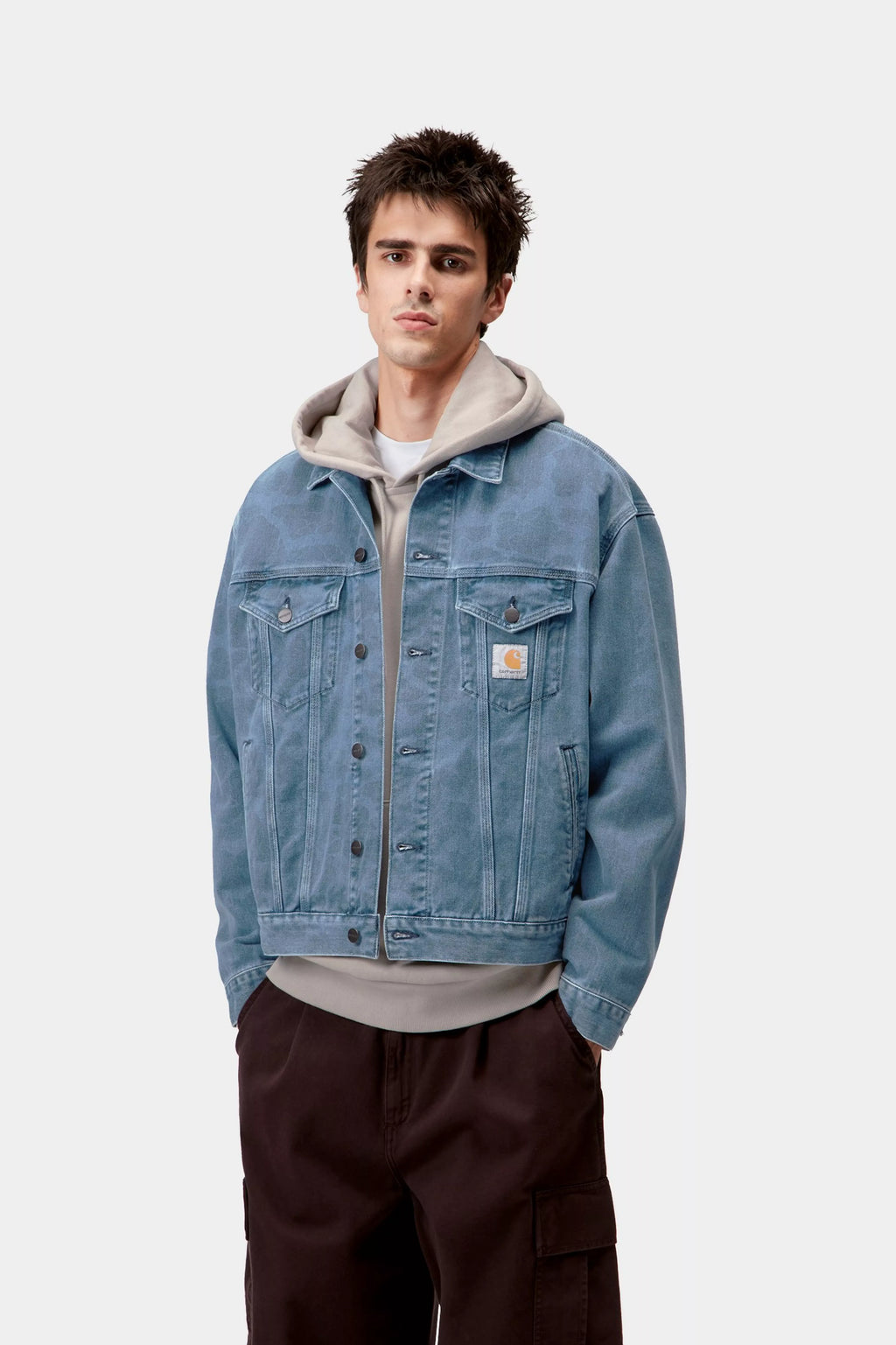 CARHARTT WIP Duck Helston Jacket - Camo Duck, Blue, Bleached