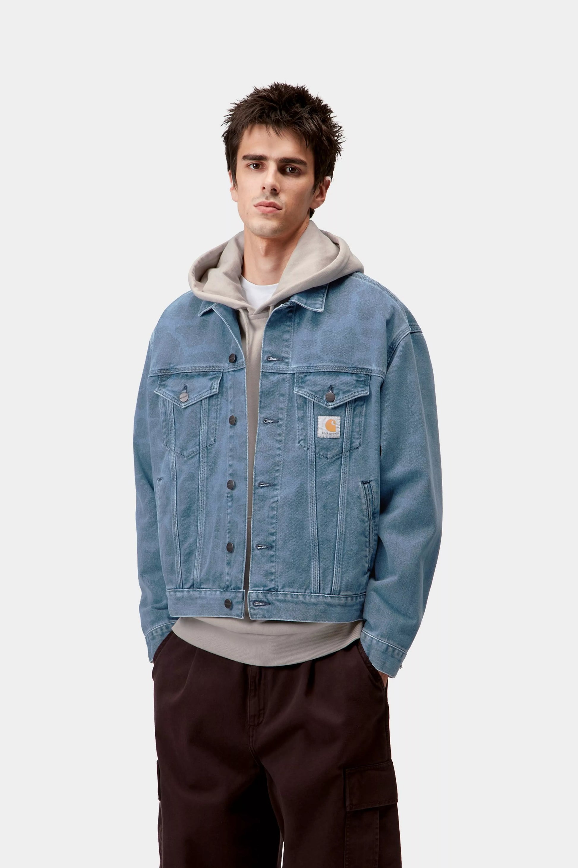 CARHARTT WIP Duck Helston Jacket - Camo Duck, Blue, Bleached