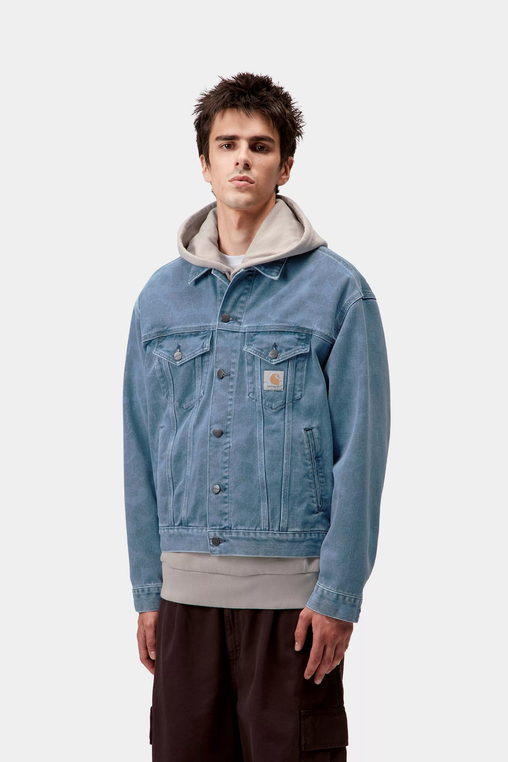 CARHARTT WIP Duck Helston Jacket - Camo Duck, Blue, Bleached