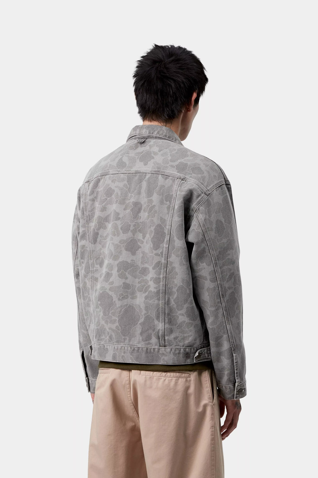 CARHARTT WIP Duck Helston Jacket - Camo Duck, Black, Heavy bleach wash