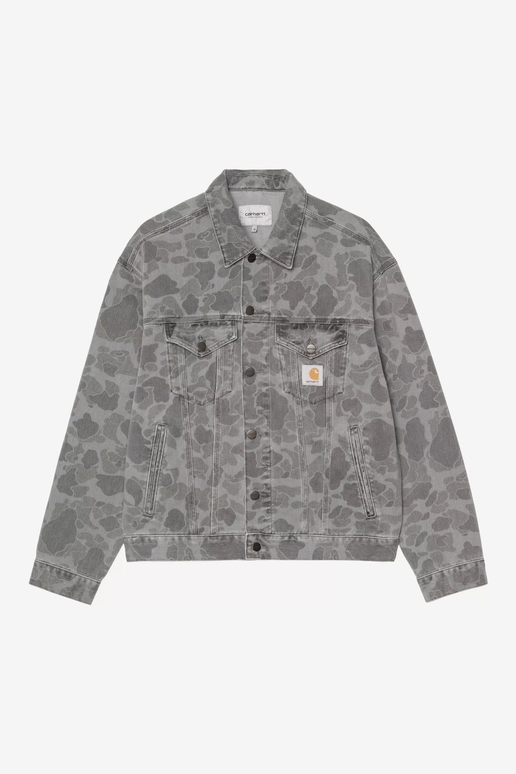 CARHARTT WIP Duck Helston Jacket - Camo Duck, Black, Heavy bleach wash