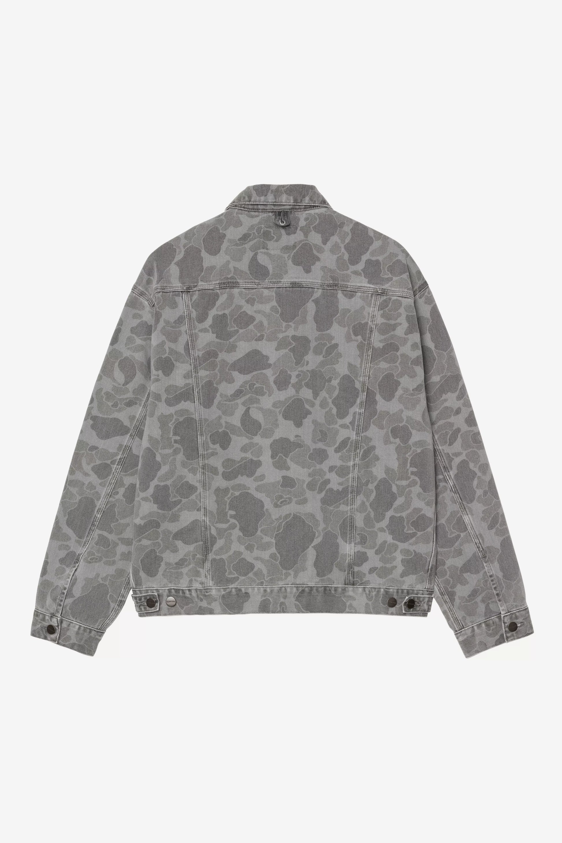 CARHARTT WIP Duck Helston Jacket - Camo Duck, Black, Heavy bleach wash