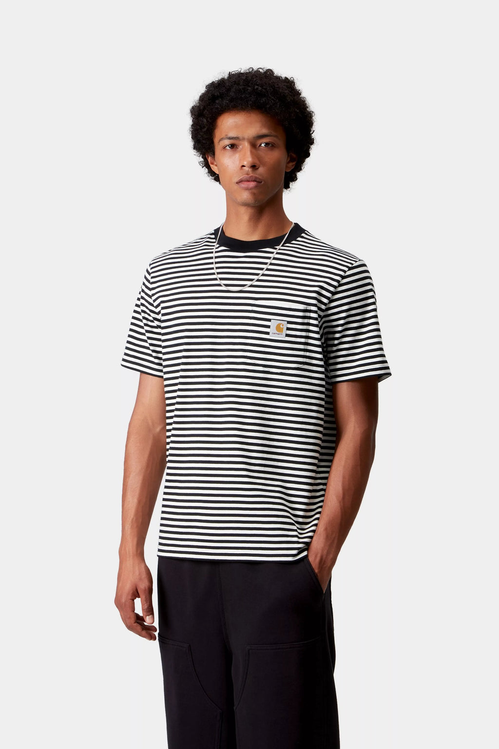 CARHARTT WIP S/S Verner Pocket T-Shirt - Verner Stripe, Black / Wax