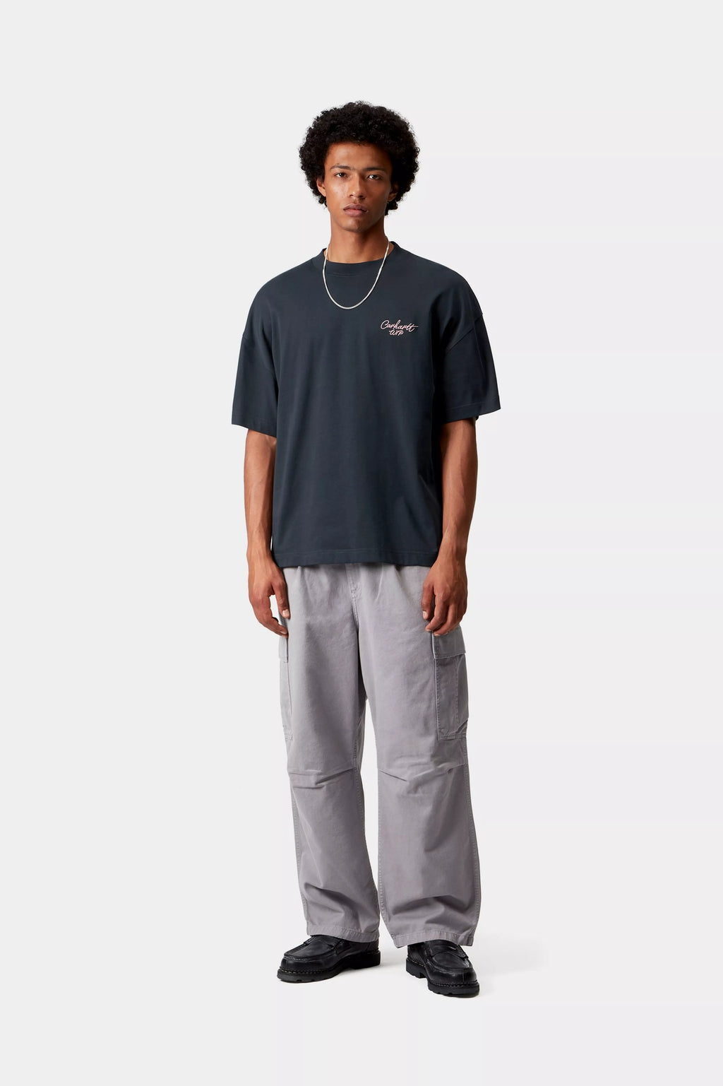 CARHARTT WIP S/S Signature Script T-Shirt - Deep Night / Glassy Pink