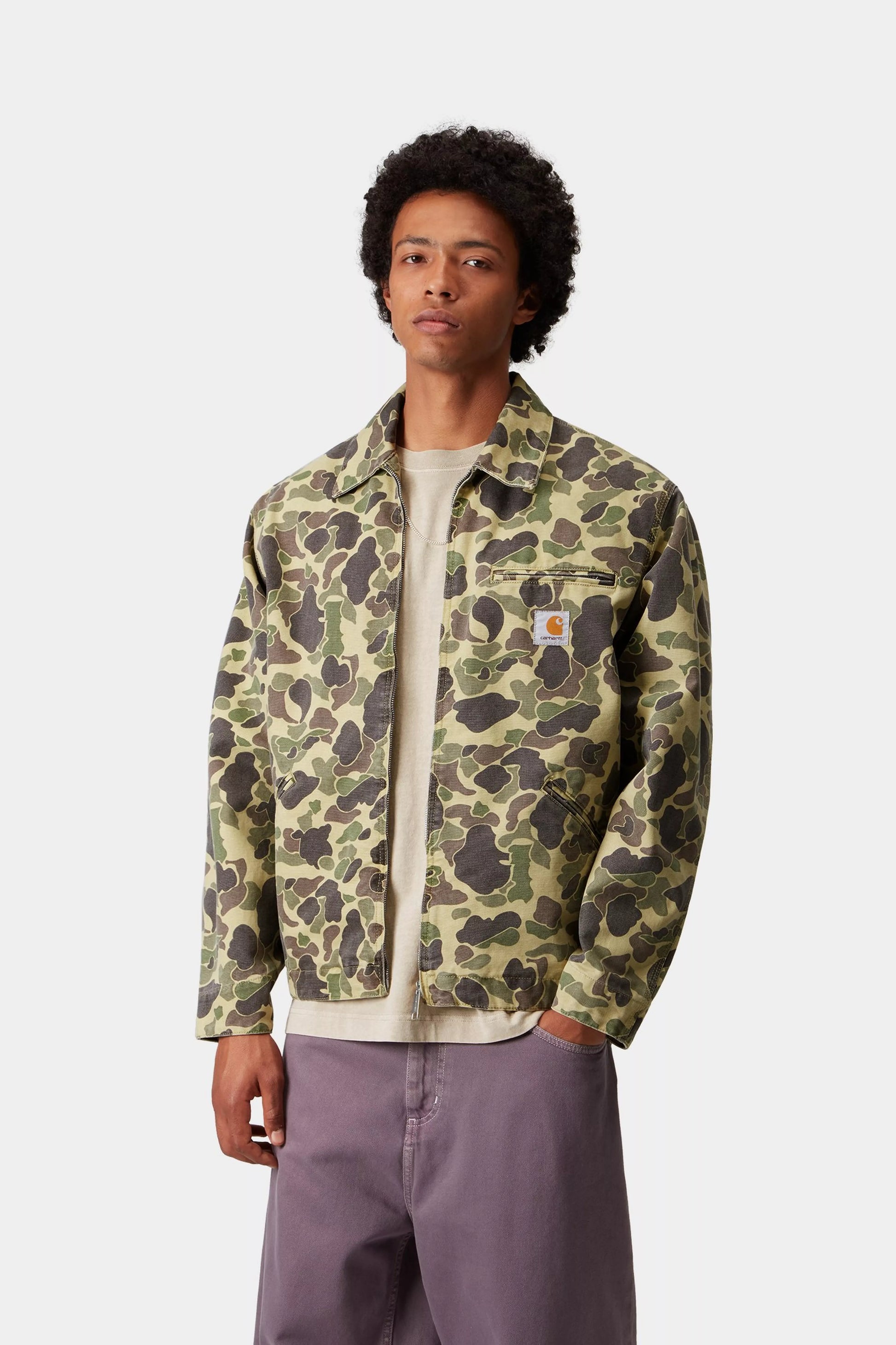 CARHARTT WIP Duck Detroit Jacket - Camo Duck, Green, Stone washed