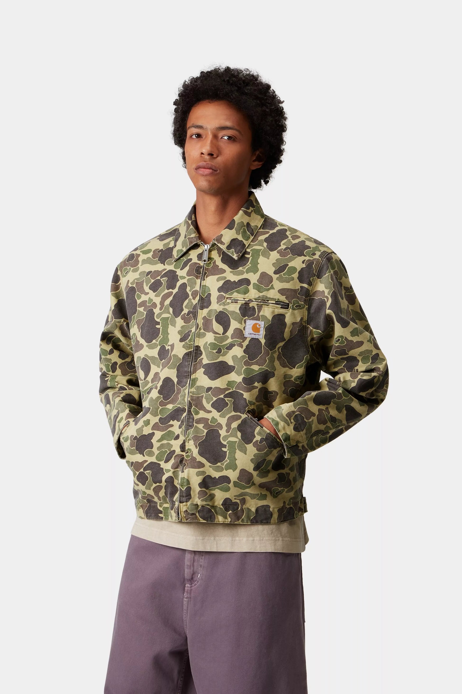 CARHARTT WIP Duck Detroit Jacket - Camo Duck, Green, Stone washed