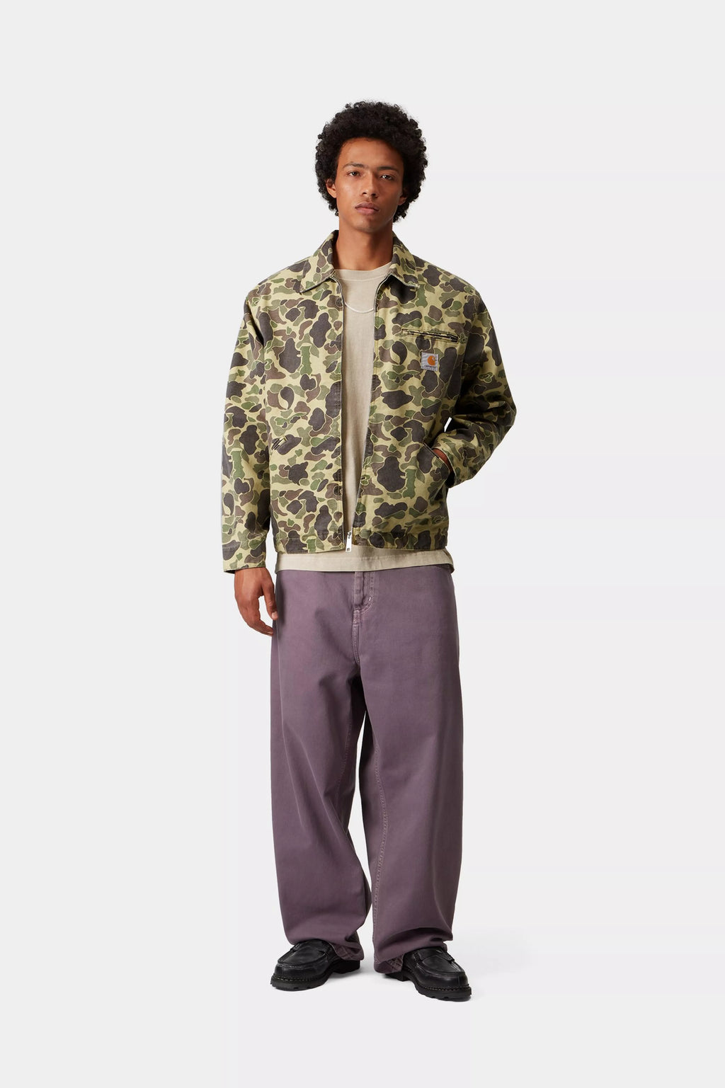 CARHARTT WIP Duck Detroit Jacket - Camo Duck, Green, Stone washed