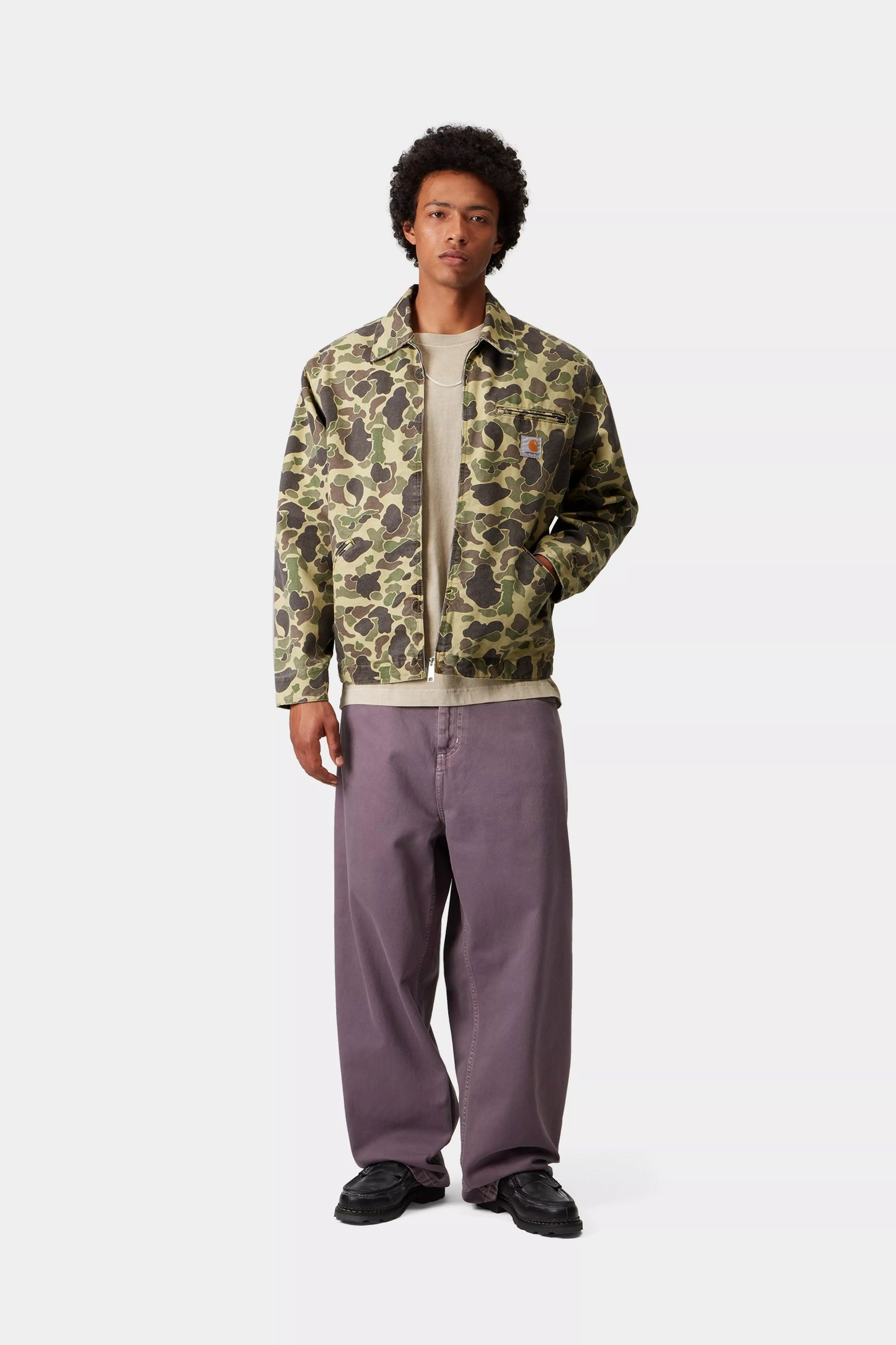 CARHARTT WIP Duck Detroit Jacket - Camo Duck, Green, Stone washed