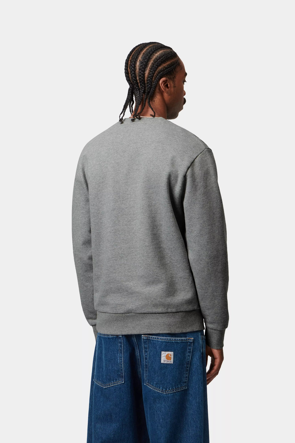 CARHARTT WIP Script Embroidery Sweat - Grey Heather / White