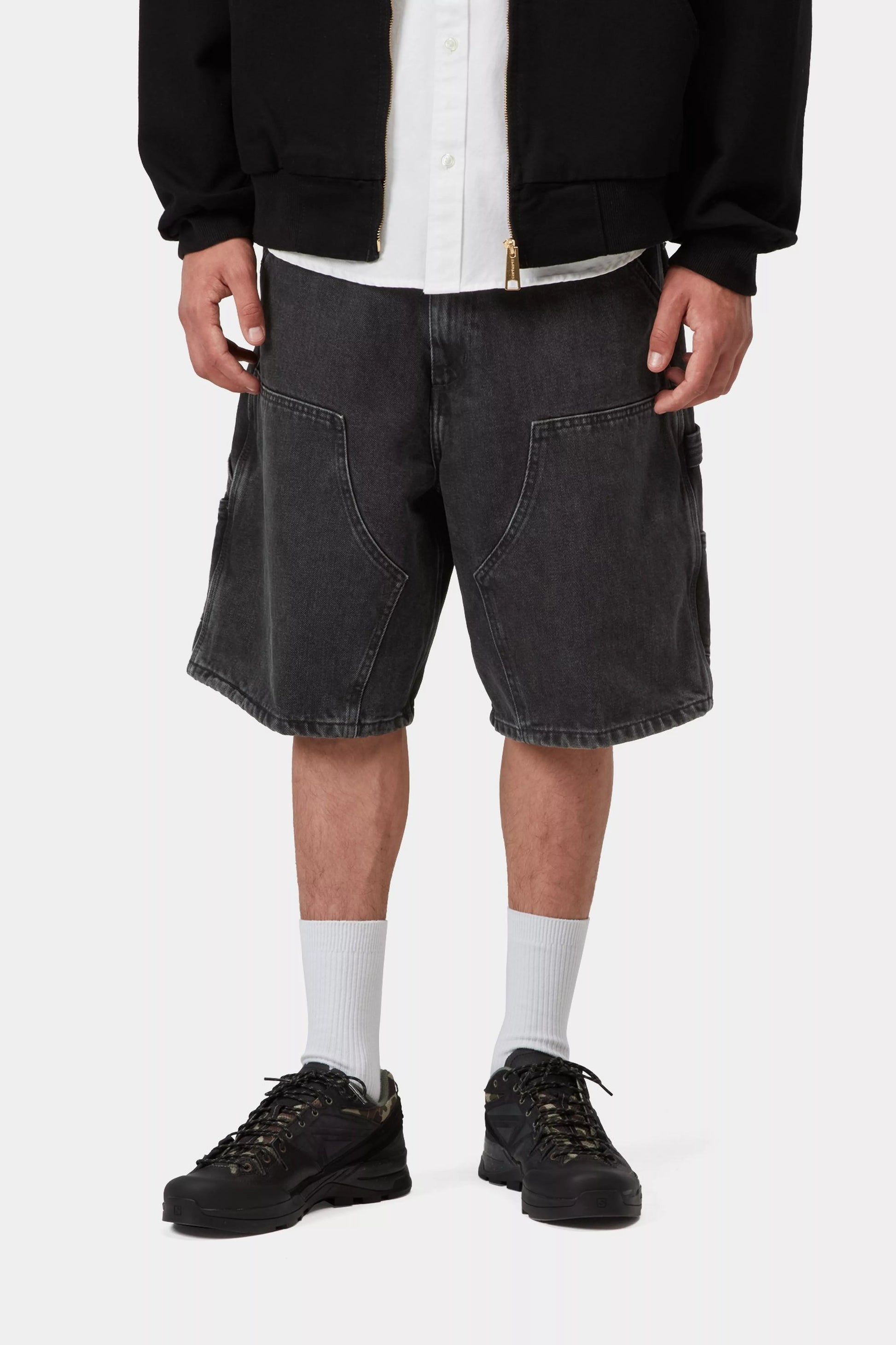 CARHARTT WIP Double Knee Short - Black, Stone washed - FREESTYLE LLORET