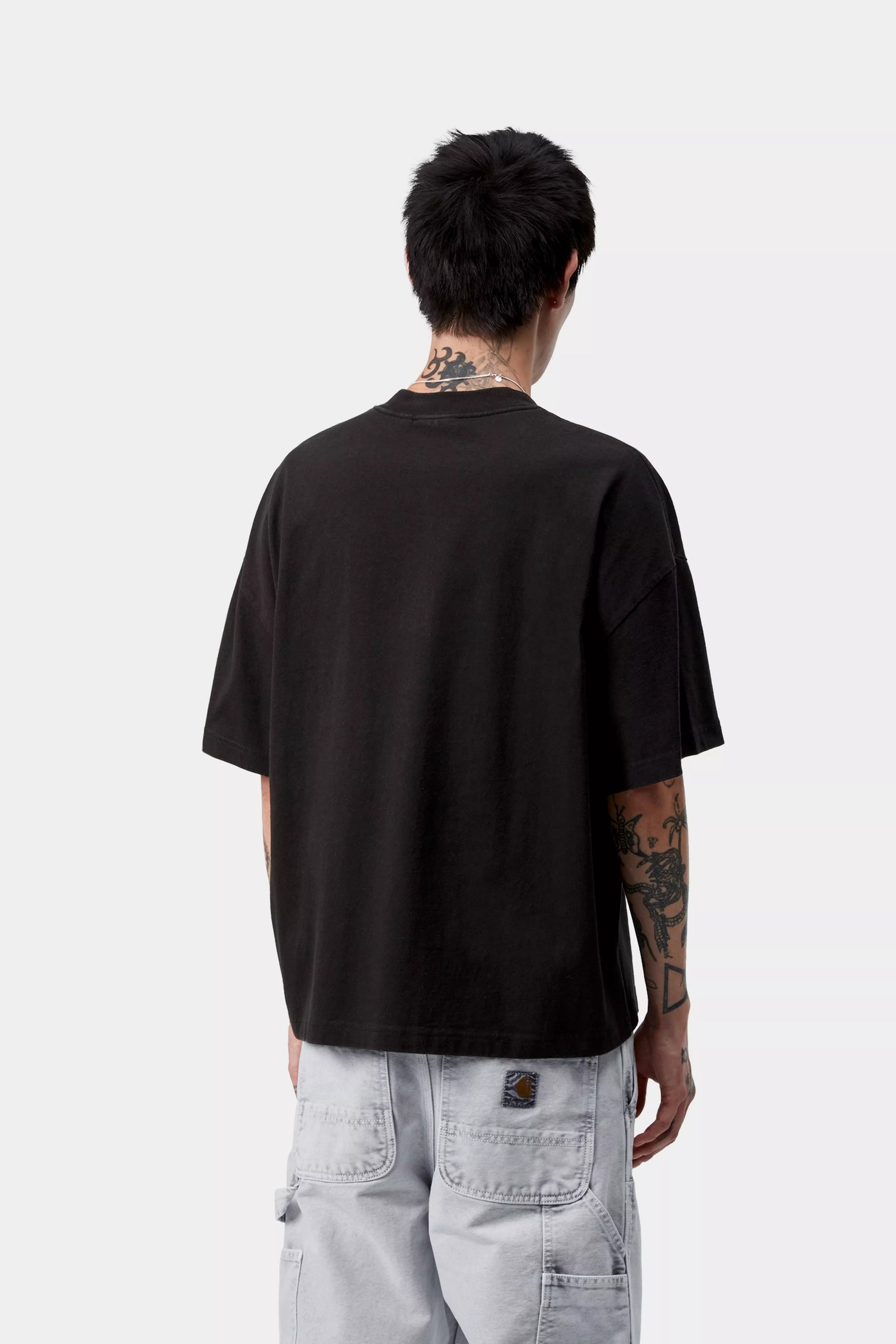 CARHARTT WIP S/S Hackwork T-Shirt - Black, Heavy stone wash