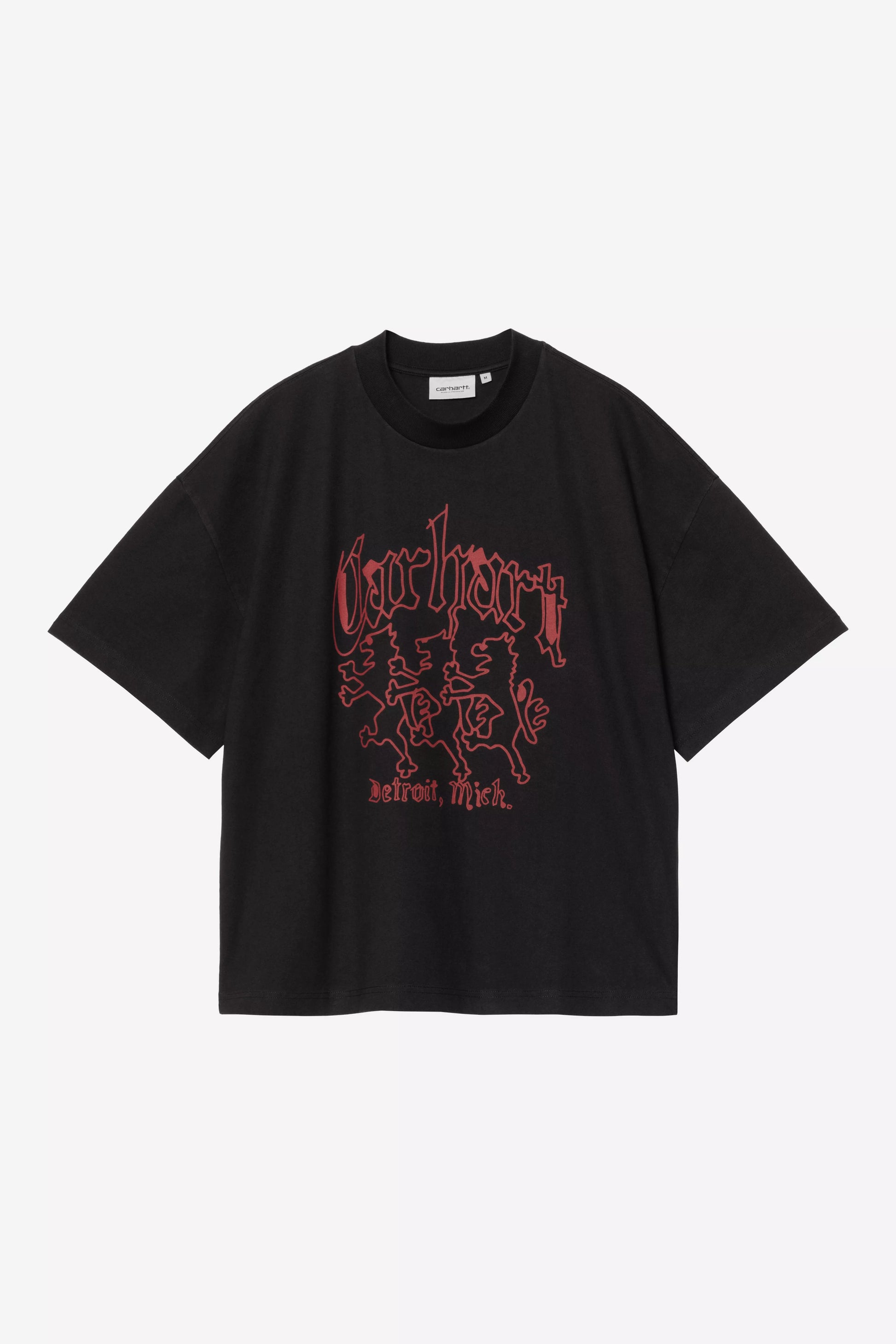 CARHARTT WIP S/S Hackwork T-Shirt - Black, Heavy stone wash