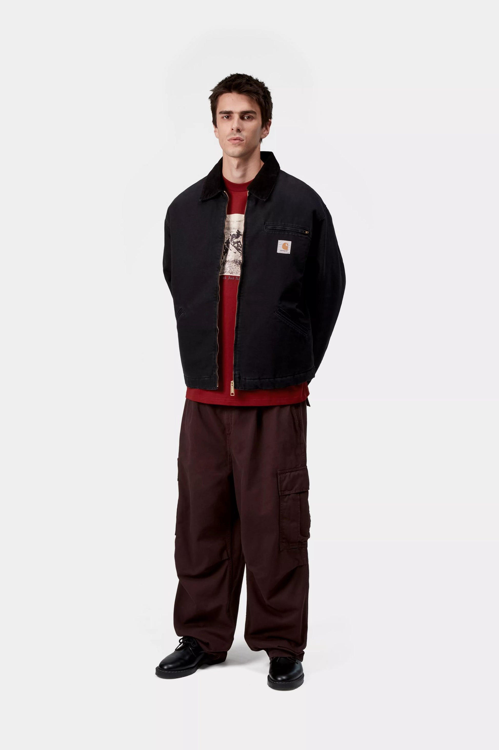 CARHARTT WIP OG Detroit Jacket - Black / Black, Stone canvas