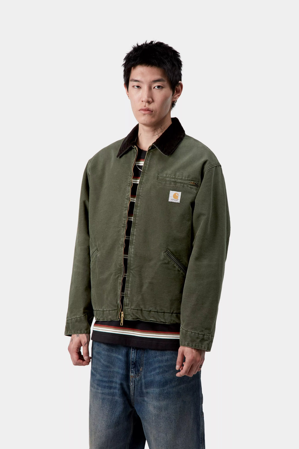 CARHARTT WIP OG Detroit Jacket - Olive / Black, Stone canvas