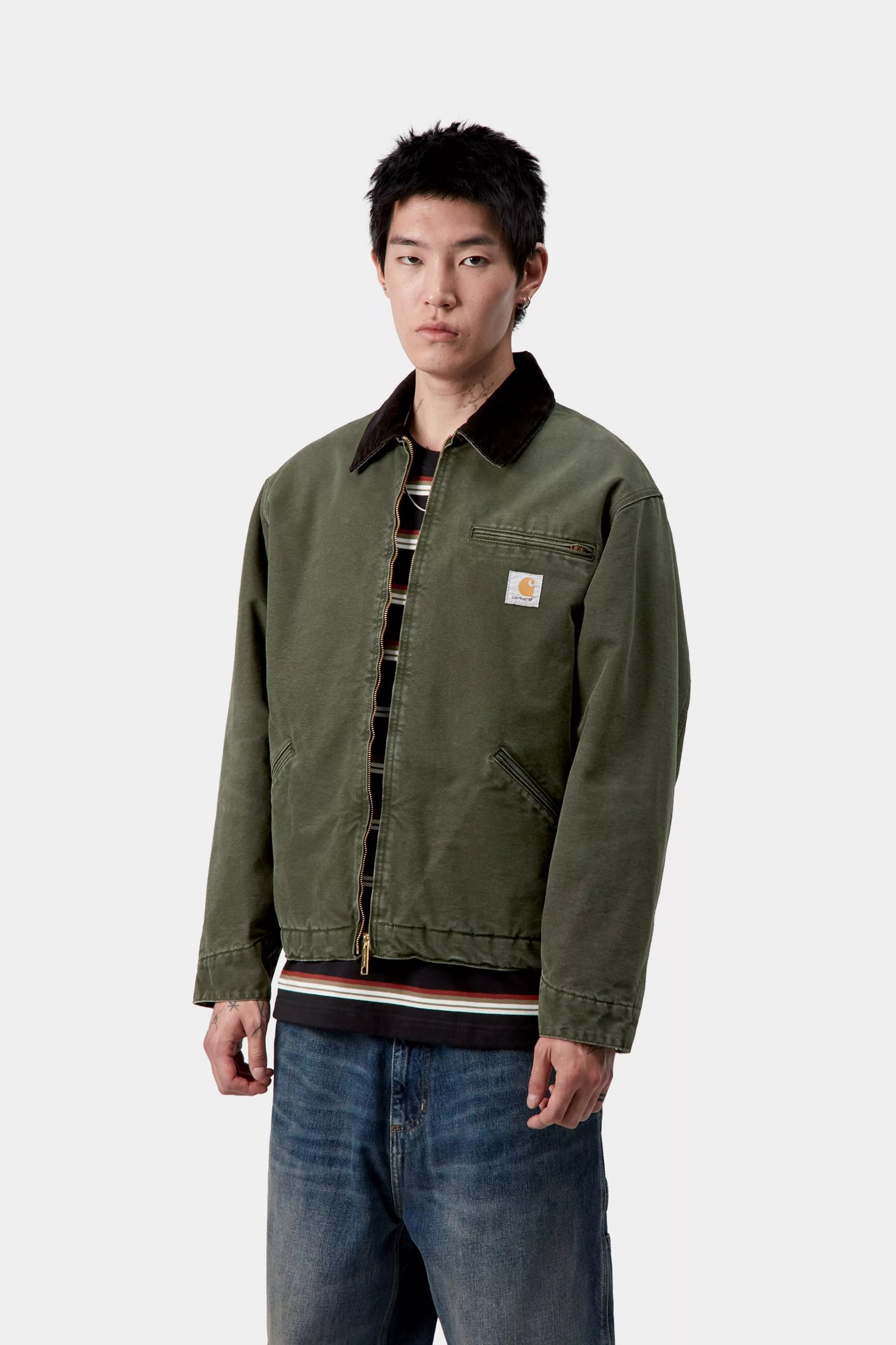 CARHARTT WIP OG Detroit Jacket - Olive / Black, Stone canvas