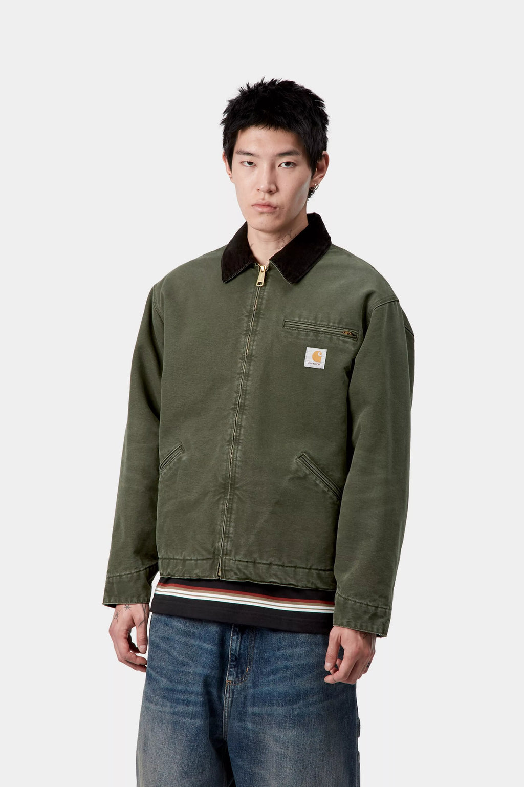 CARHARTT WIP OG Detroit Jacket - Olive / Black, Stone canvas