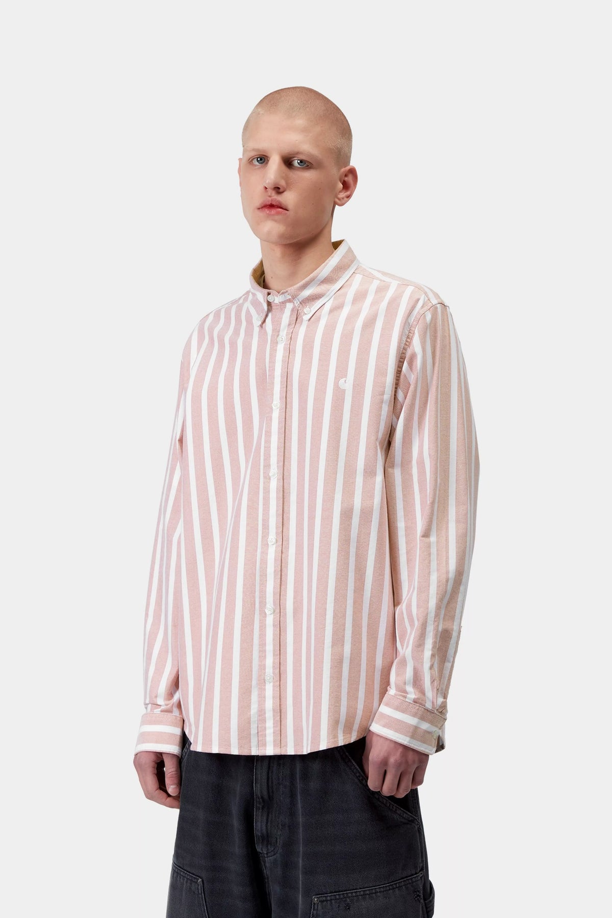 CARHARTT WIP L/S Deven Shirt - Deven Stripe, Oxide Red / White - FREESTYLE LLORET