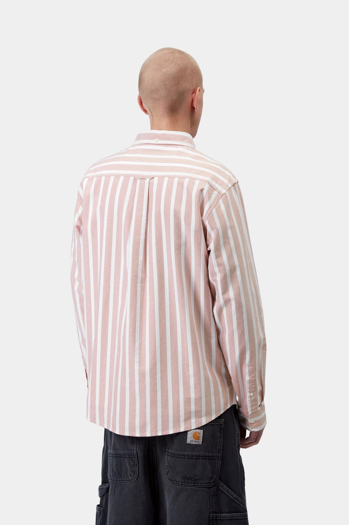 CARHARTT WIP L/S Deven Shirt - Deven Stripe, Oxide Red / White - FREESTYLE LLORET