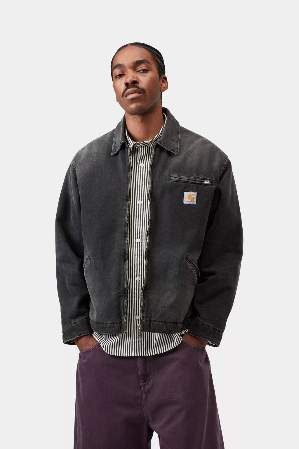 CARHARTT WIP OG Detroit Jacket - Black, Grind washed