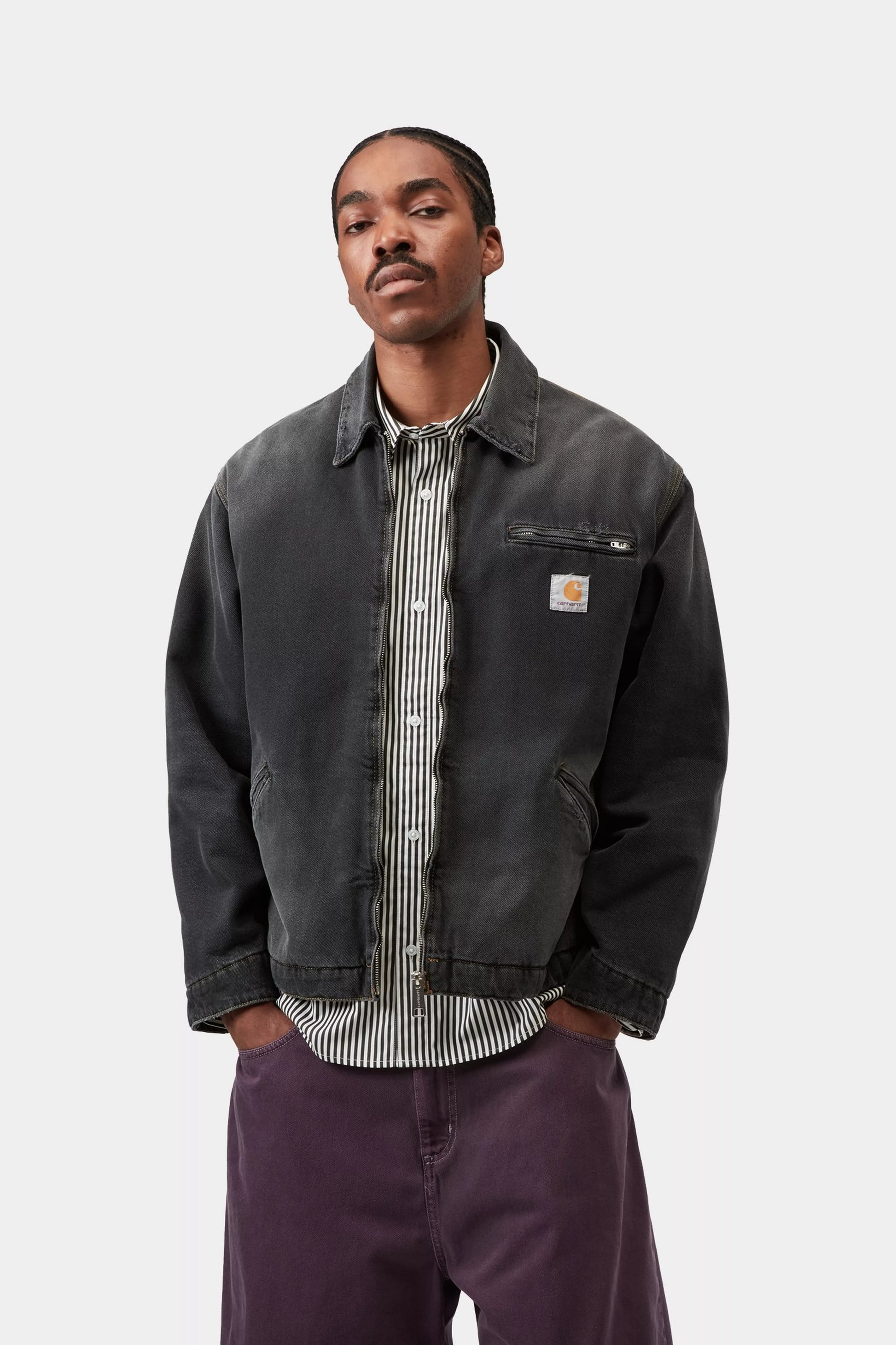 CARHARTT WIP OG Detroit Jacket - Black, Grind washed