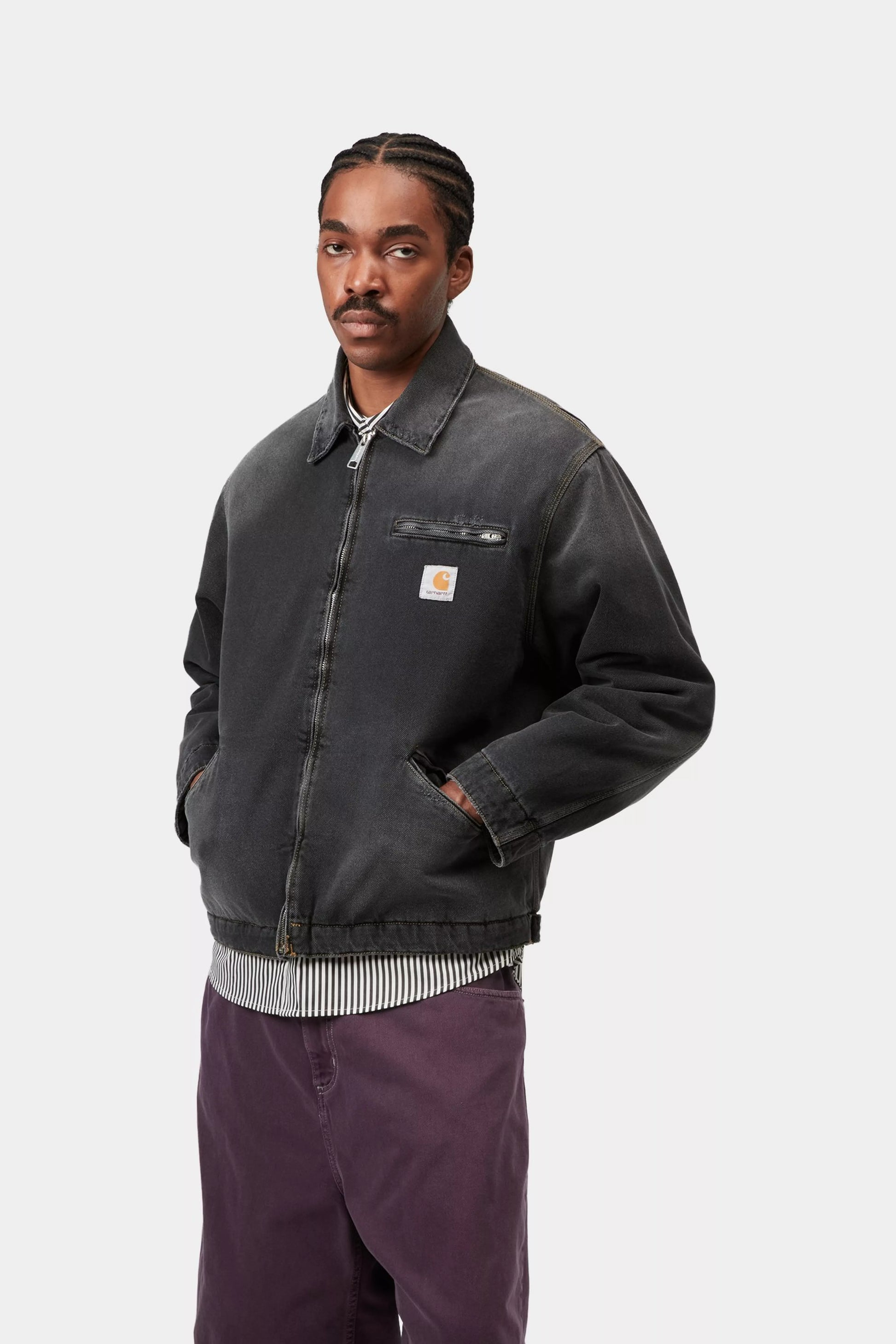CARHARTT WIP OG Detroit Jacket - Black, Grind washed