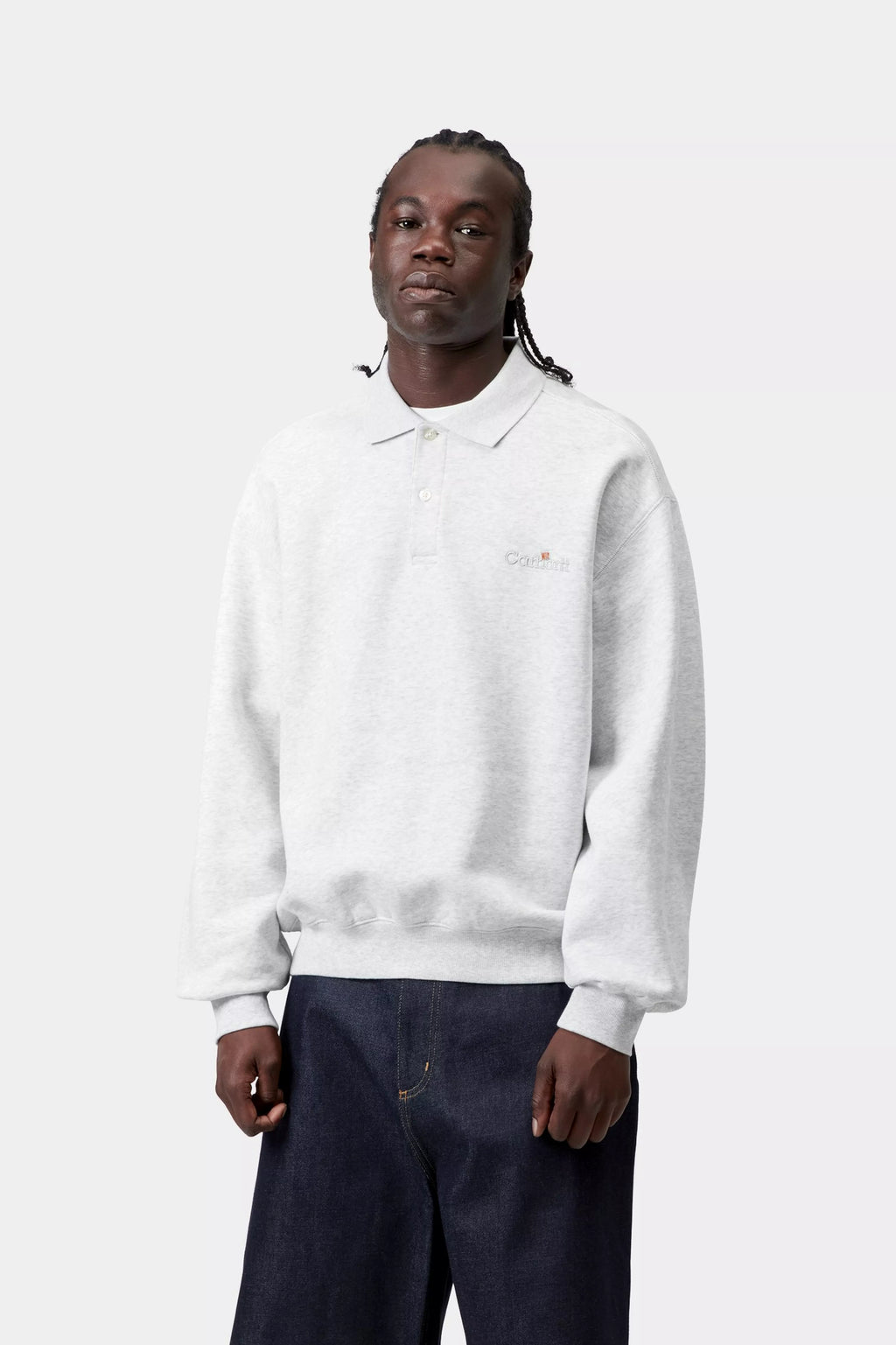 CARHARTT WIP  Label Polo Sweatshirt  - Ash Heather