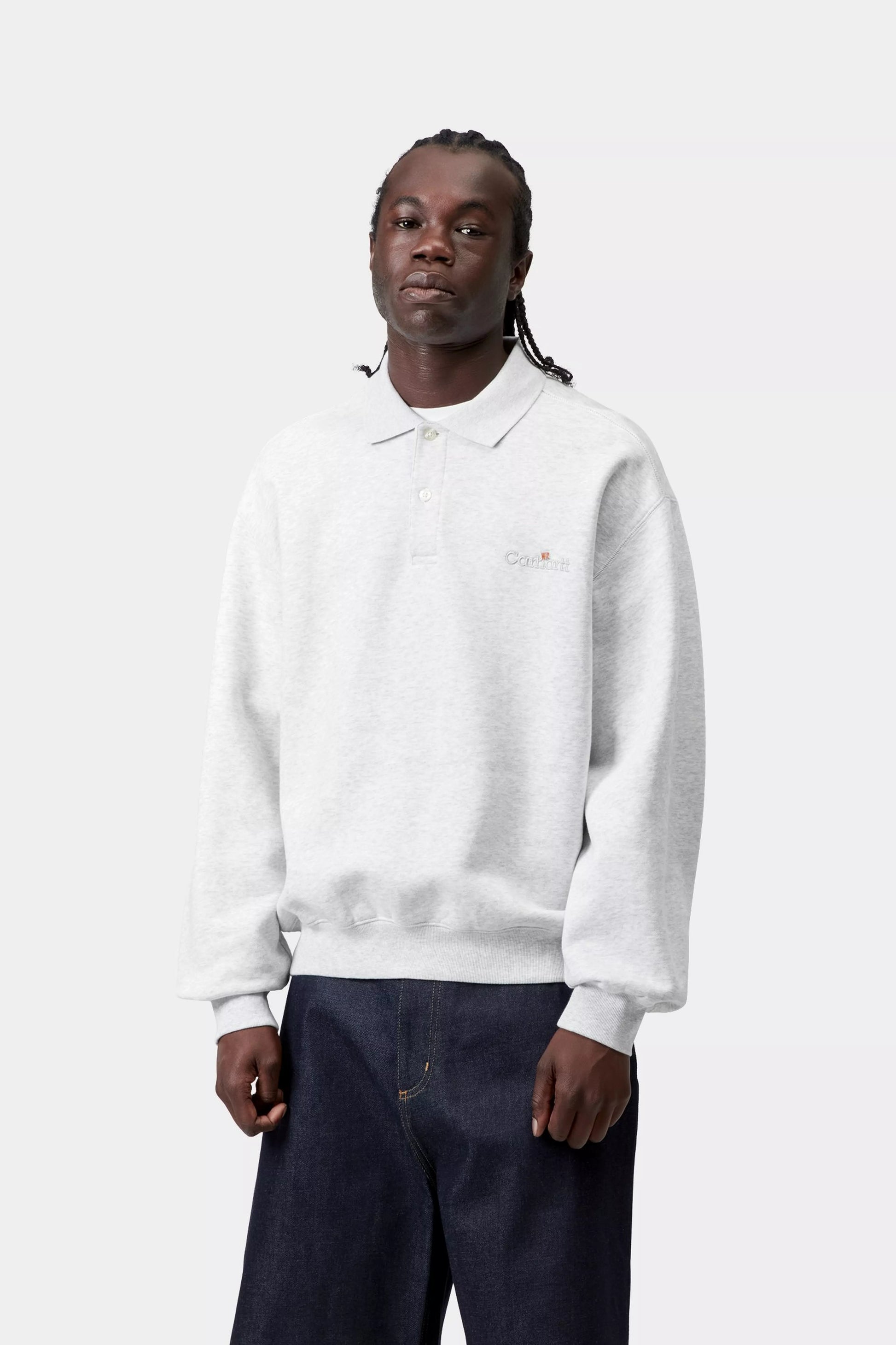 CARHARTT WIP  Label Polo Sweatshirt  - Ash Heather