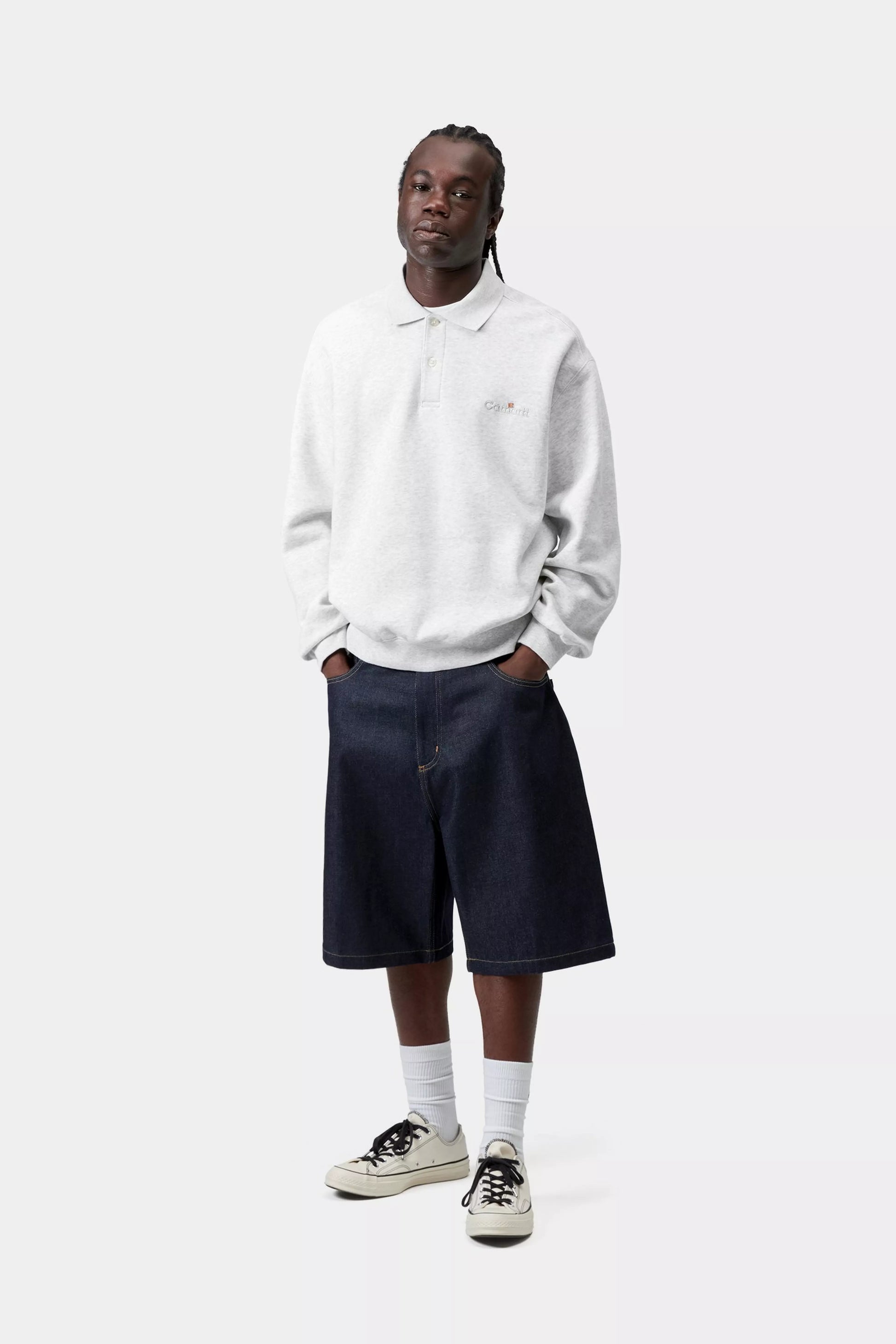 CARHARTT WIP  Label Polo Sweatshirt  - Ash Heather
