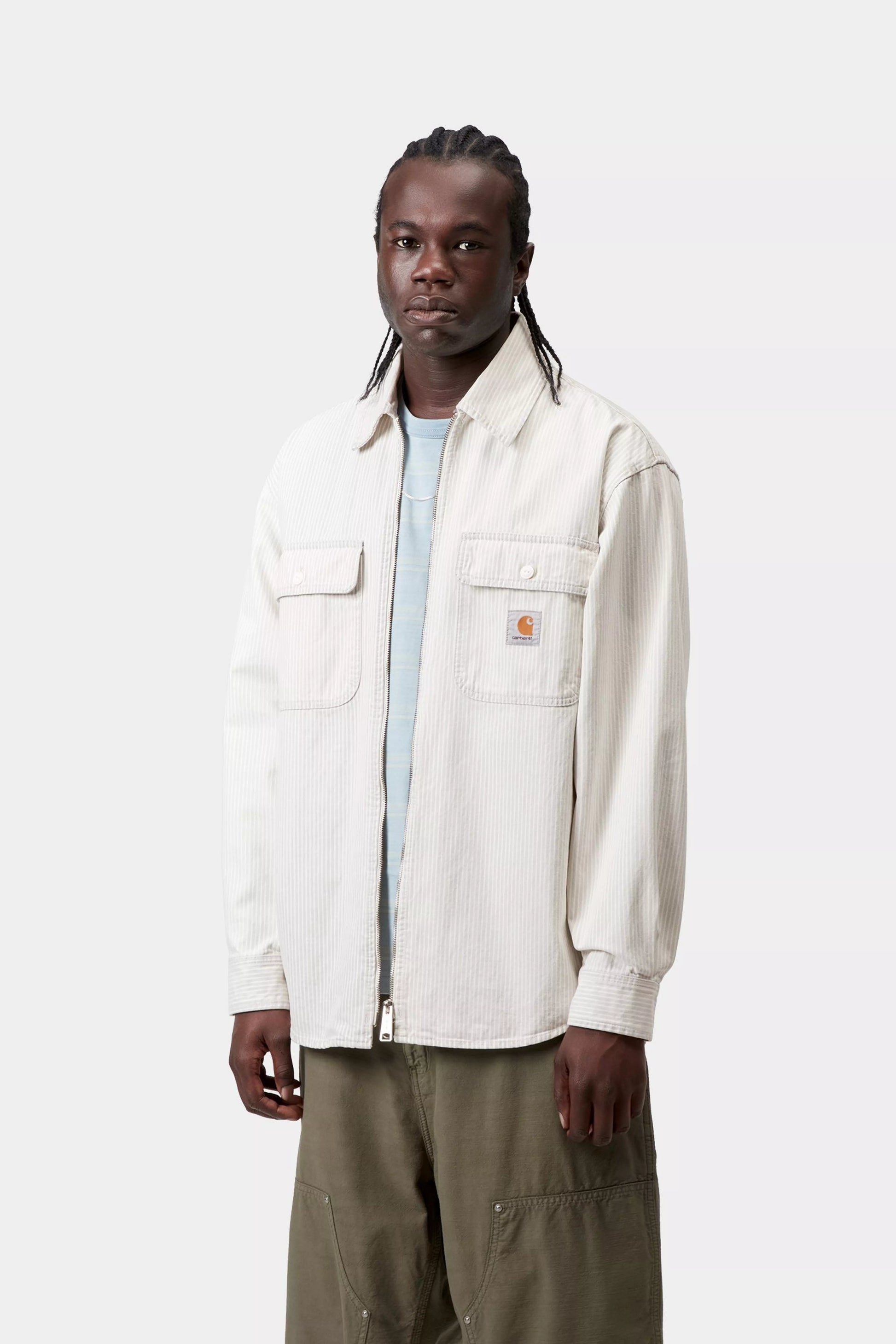 CARHARTT WIP Mercer Shirt Jacket  - Mercer Stripe, Graphite / Wax, Bleached - FREESTYLE LLORET