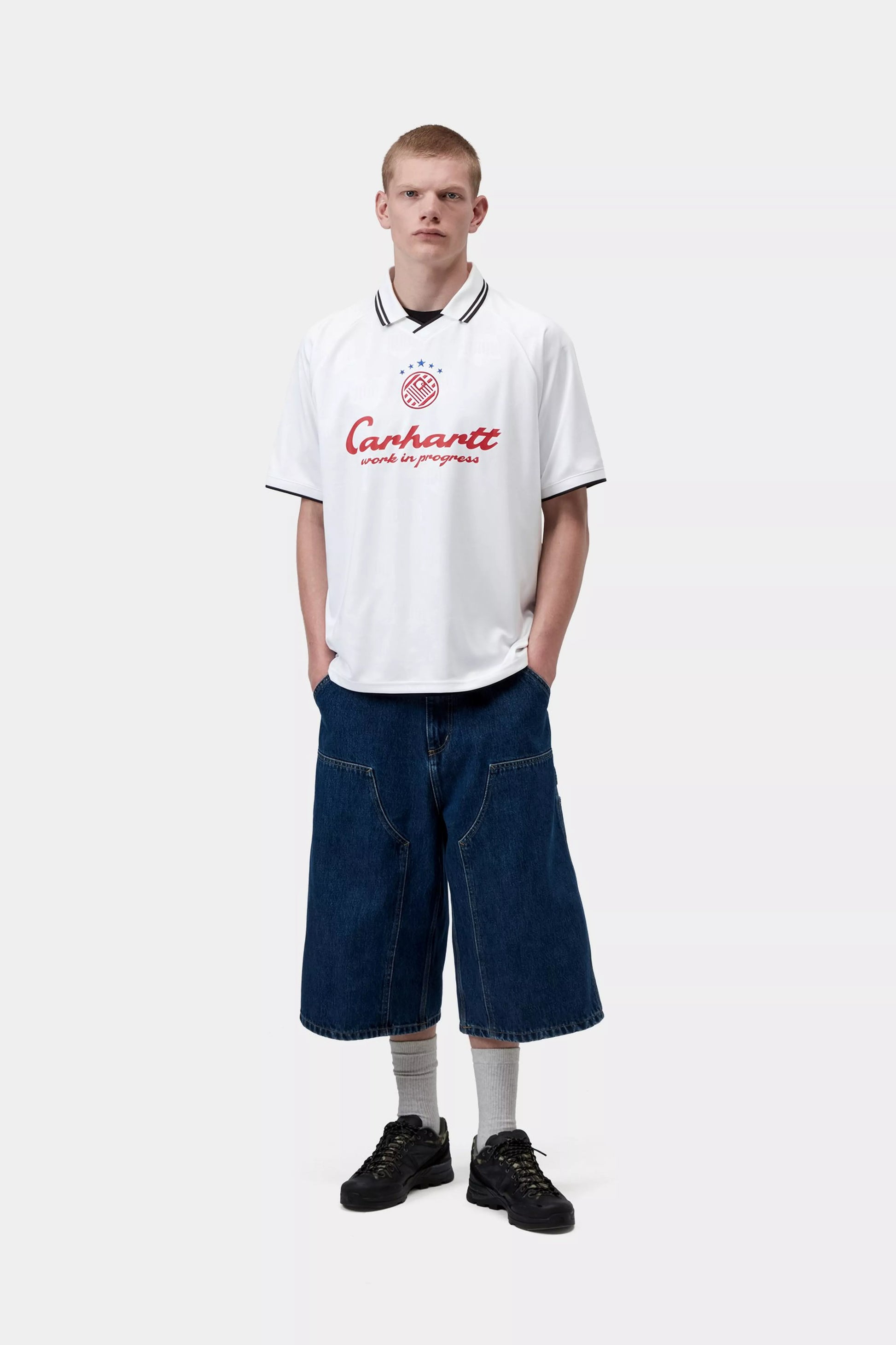 CARHARTT WIP S/S Terrace Football T-Shirt - Heart Train Jacquard, White - FREESTYLE LLORET