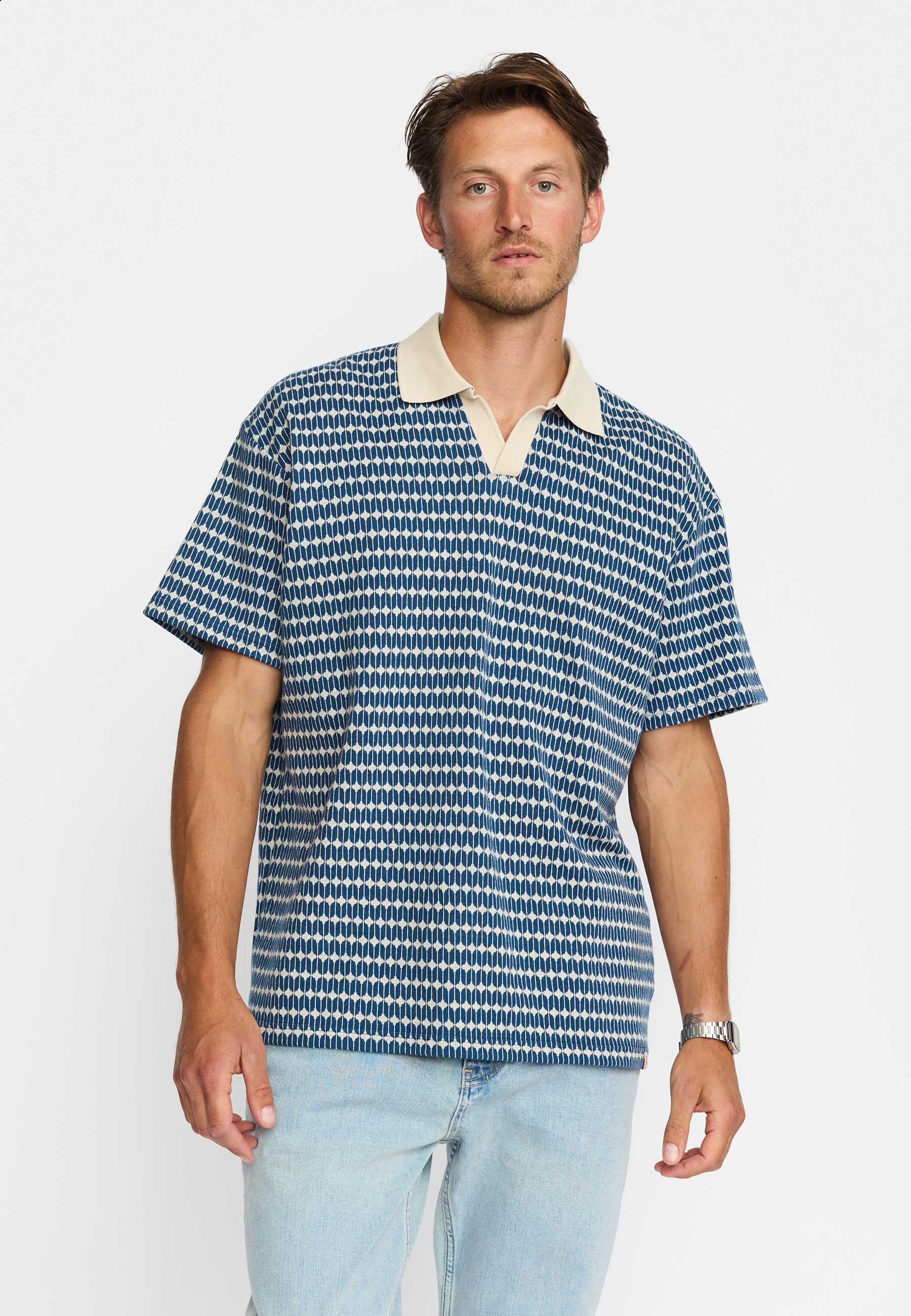REVOLUTION Jaquard Polo - Navy Blue - FREESTYLE LLORET