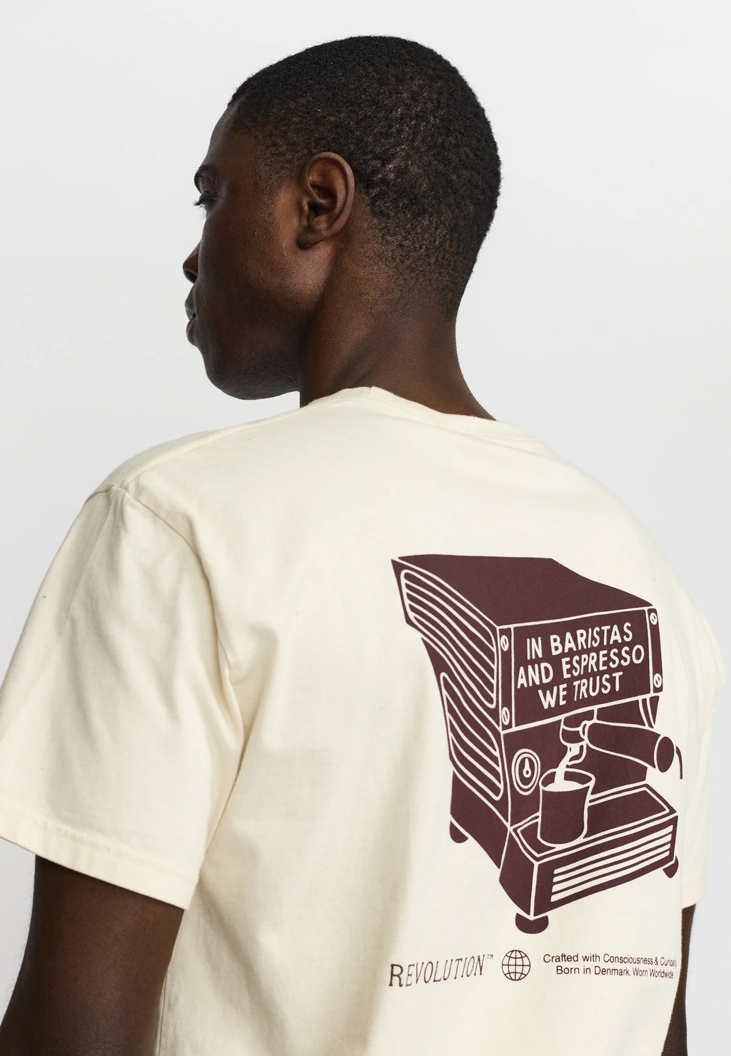 REVOLUTION Printed Coffe SS-tee - OffWhite
