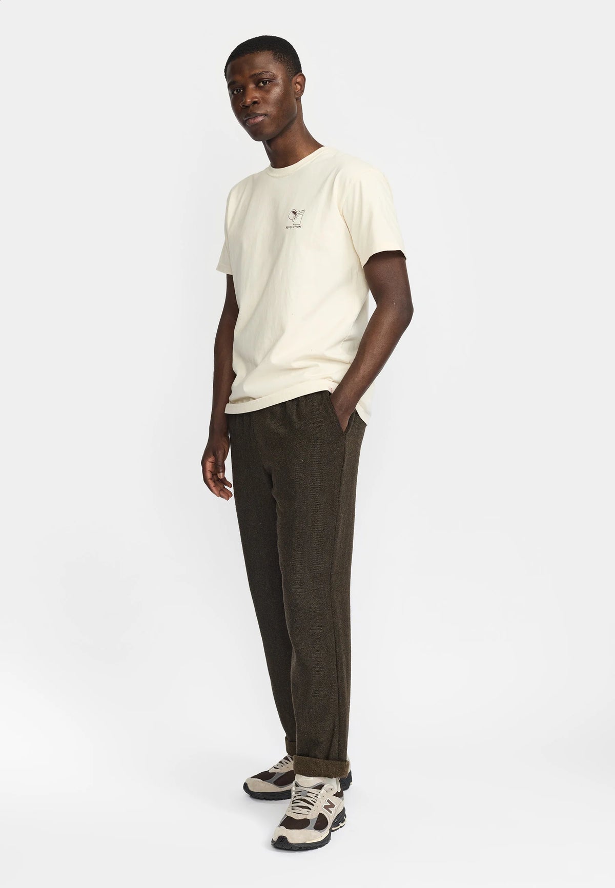 REVOLUTION Printed Coffe SS-tee - OffWhite
