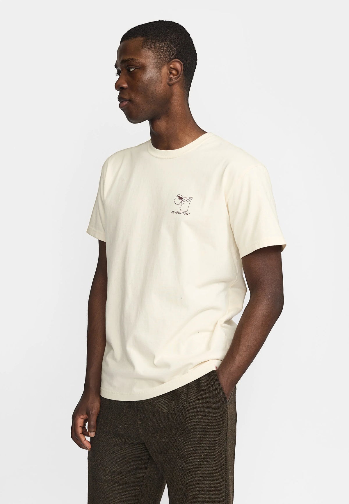 REVOLUTION Printed Coffe SS-tee - OffWhite