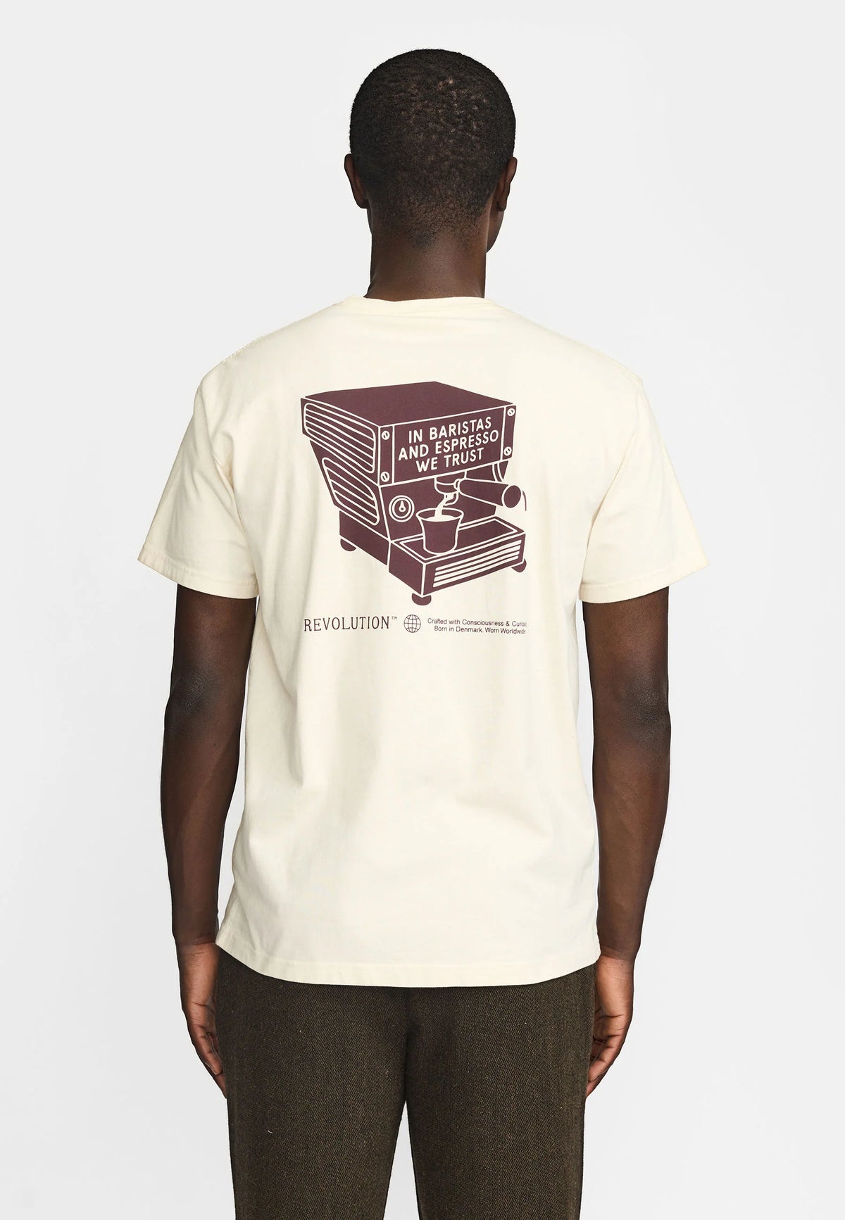 REVOLUTION Printed Coffe SS-tee - OffWhite