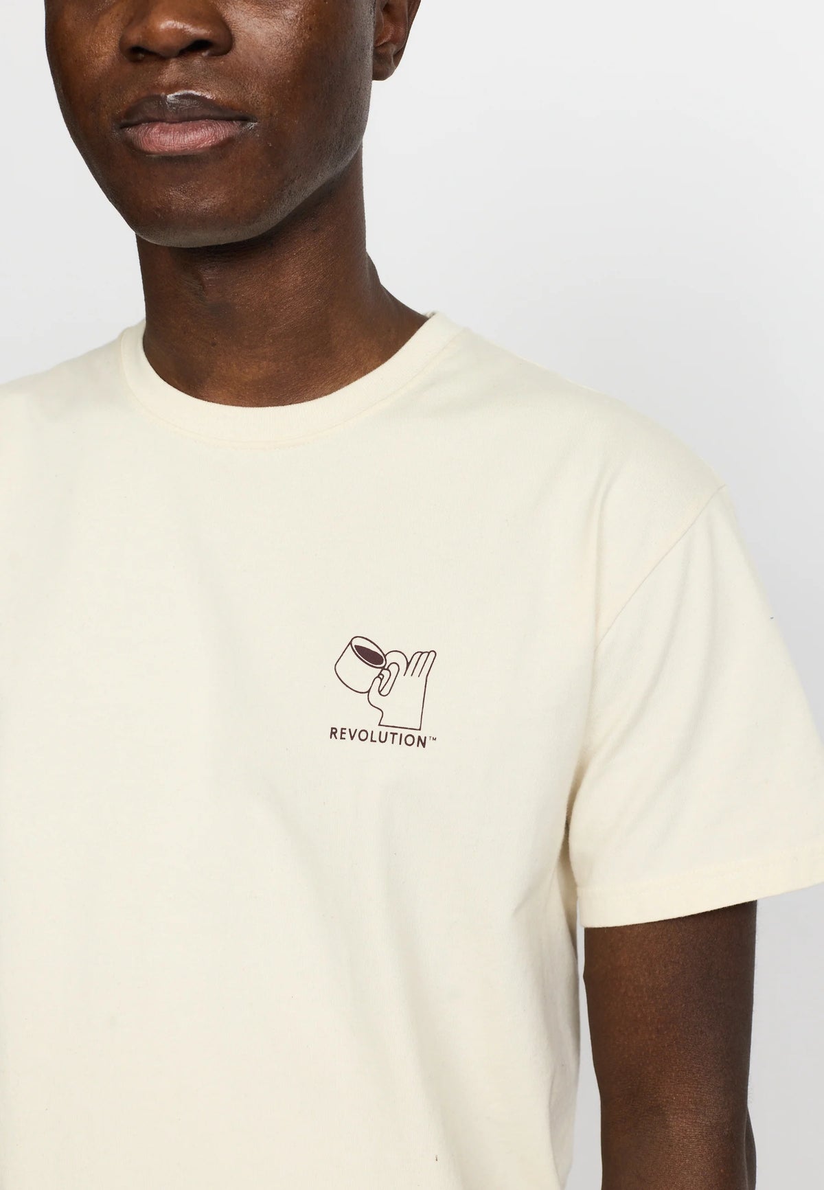REVOLUTION Printed Coffe SS-tee - OffWhite