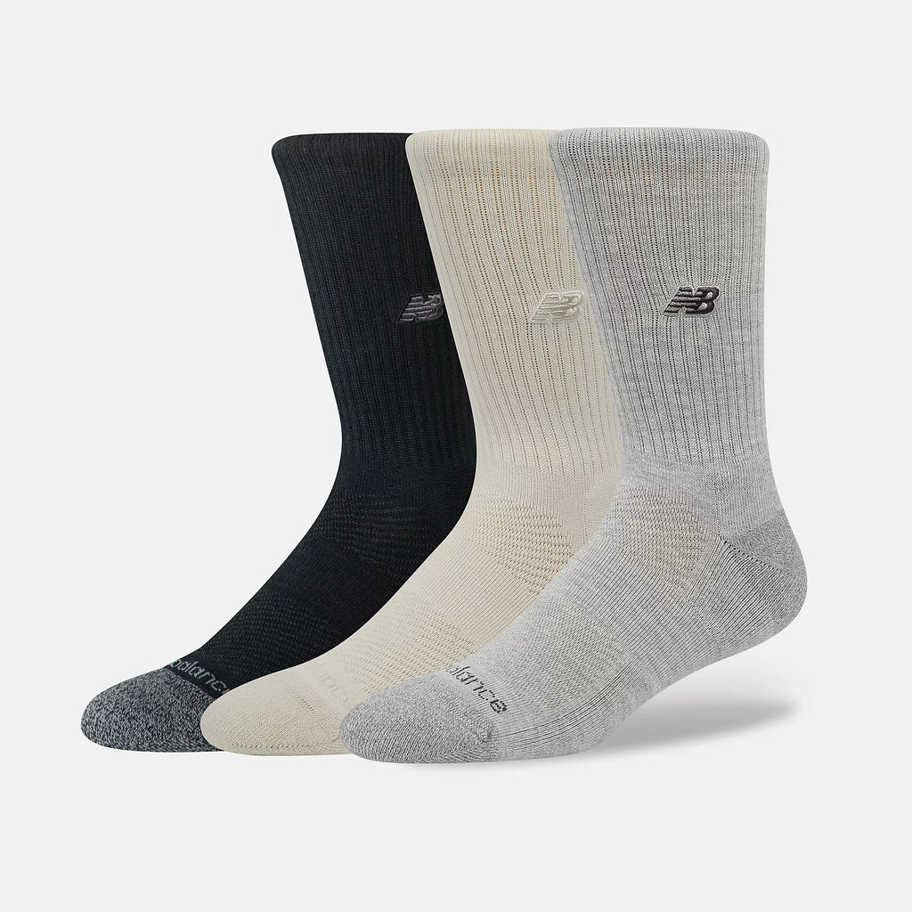 NEW BALANCE Active Premium Crew SOCK 3 Pack - Black/Grey/Beige - FREESTYLE LLORET