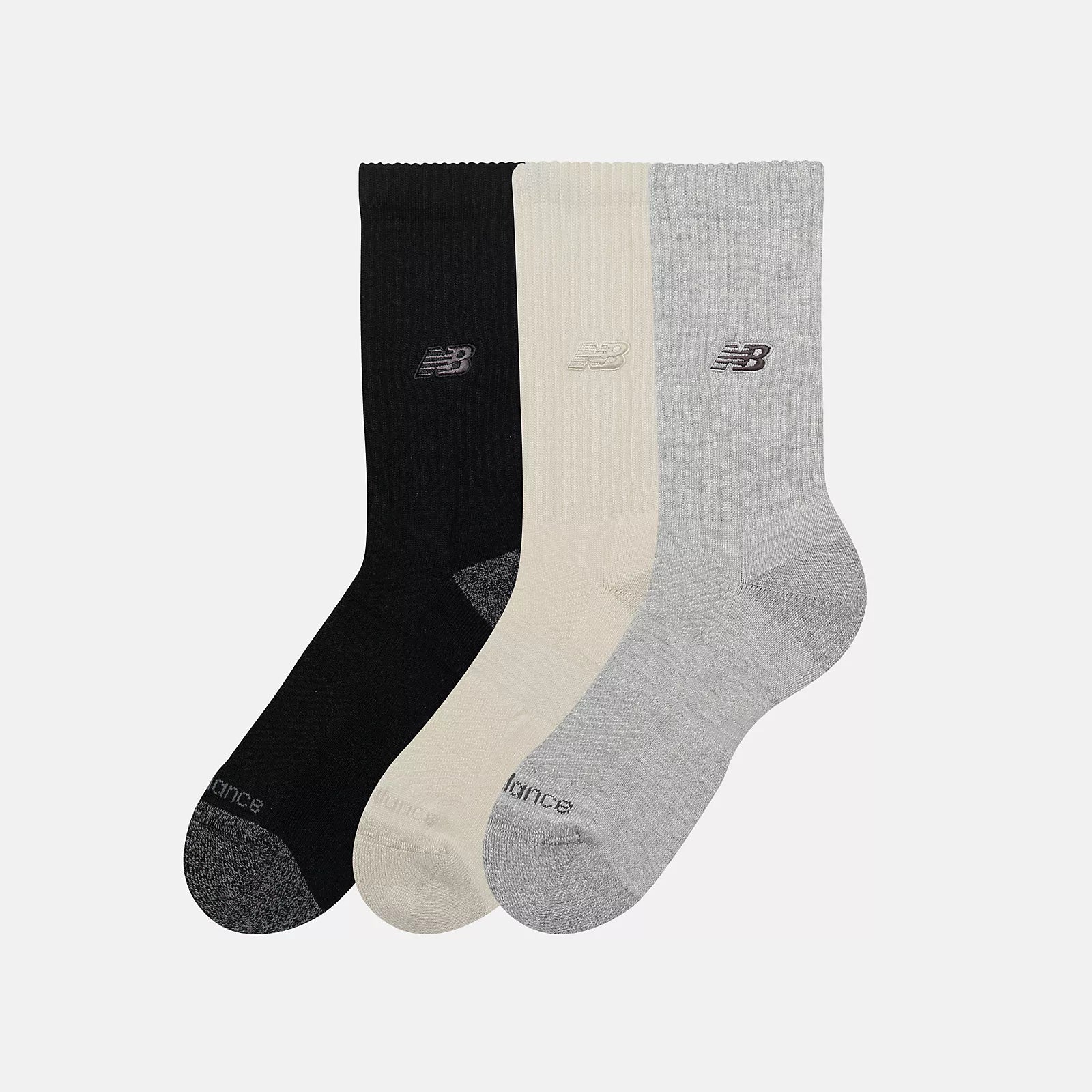 NEW BALANCE Active Premium Crew SOCK 3 Pack - Black/Grey/Beige