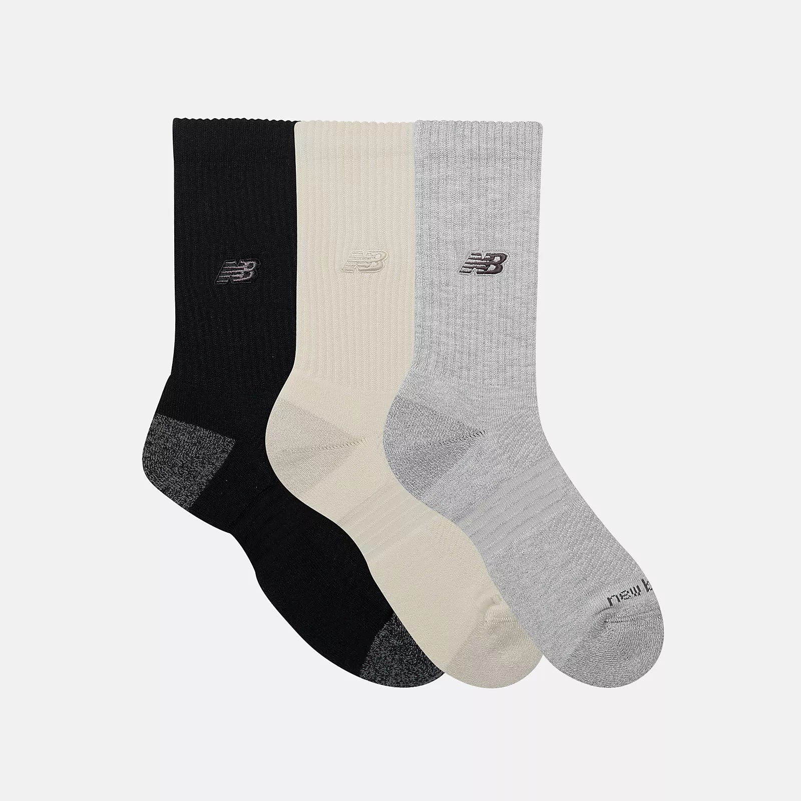 NEW BALANCE Active Premium Crew SOCK 3 Pack - Black/Grey/Beige