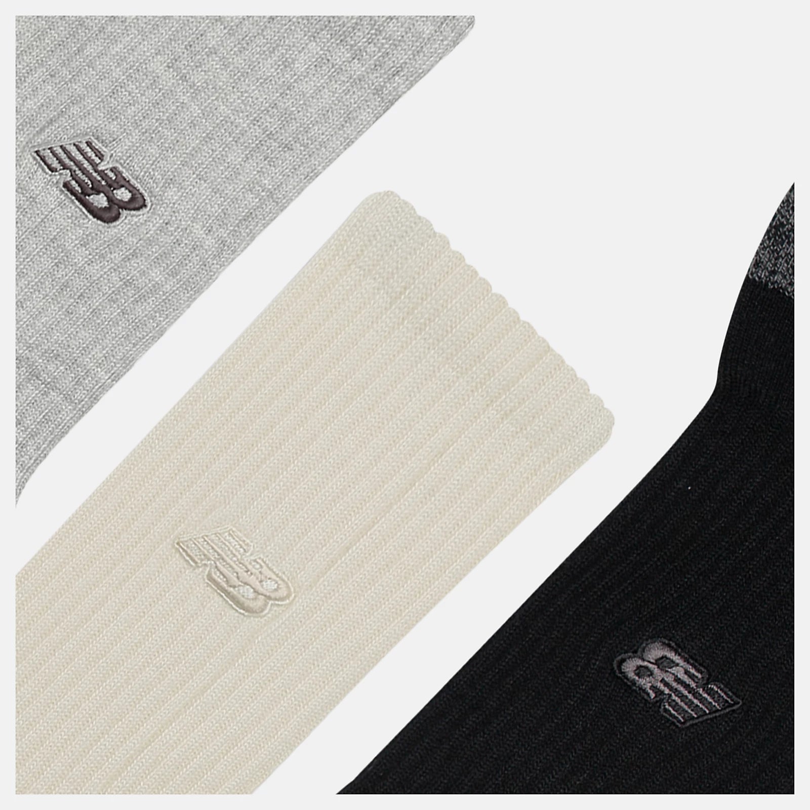 NEW BALANCE Active Premium Crew SOCK 3 Pack - Black/Grey/Beige