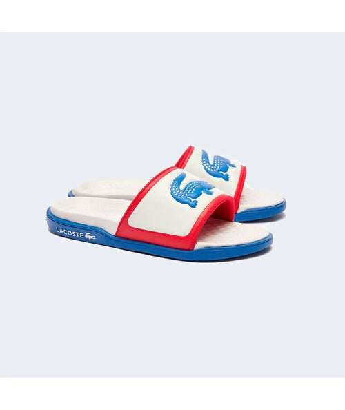 LACOSTE SERVE SLIDE DUAL - Off White Blue Red