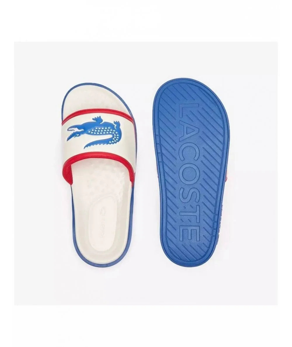 LACOSTE SERVE SLIDE DUAL - Off White Blue Red