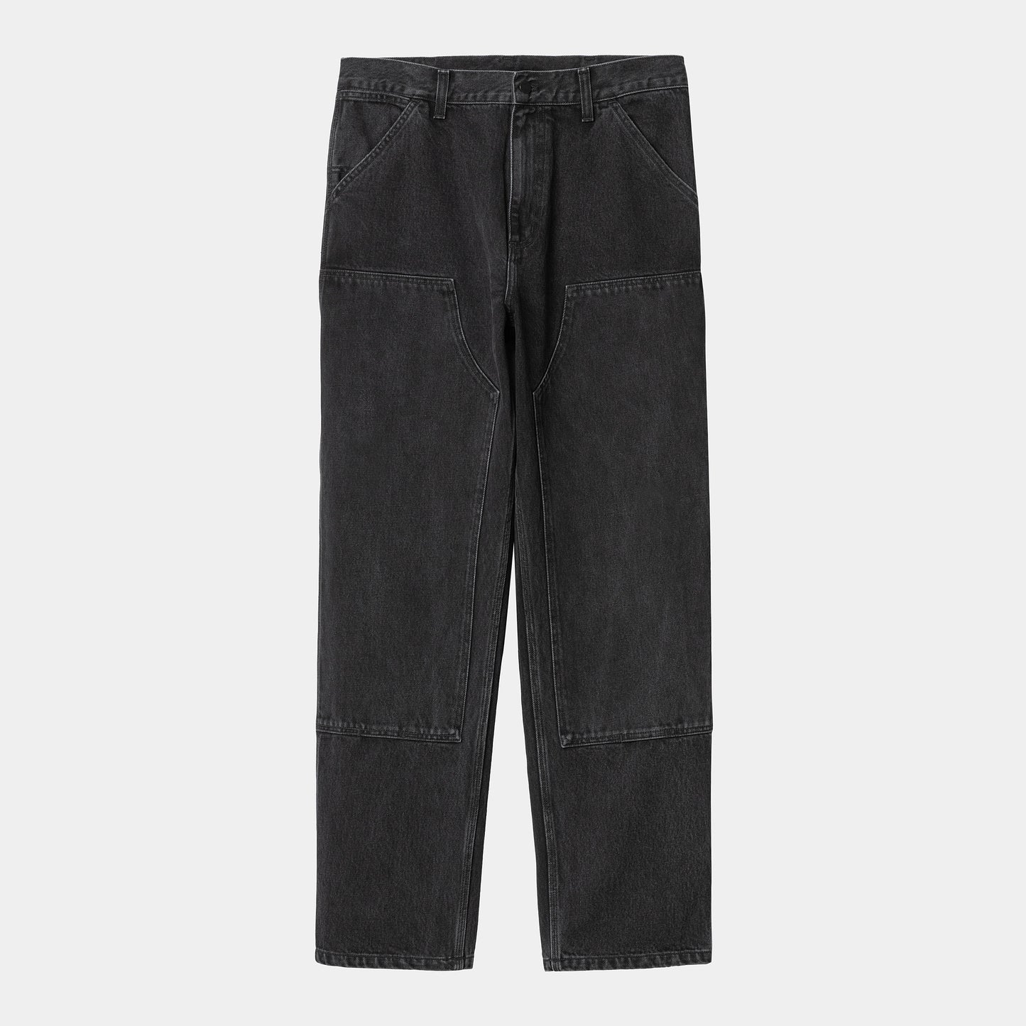 CARHARTT WIP DOUBLE KNEE PANT - Black Stone Washed