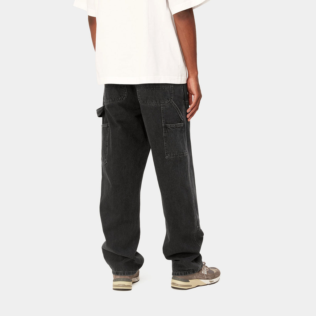 CARHARTT WIP DOUBLE KNEE PANT - Black Stone Washed