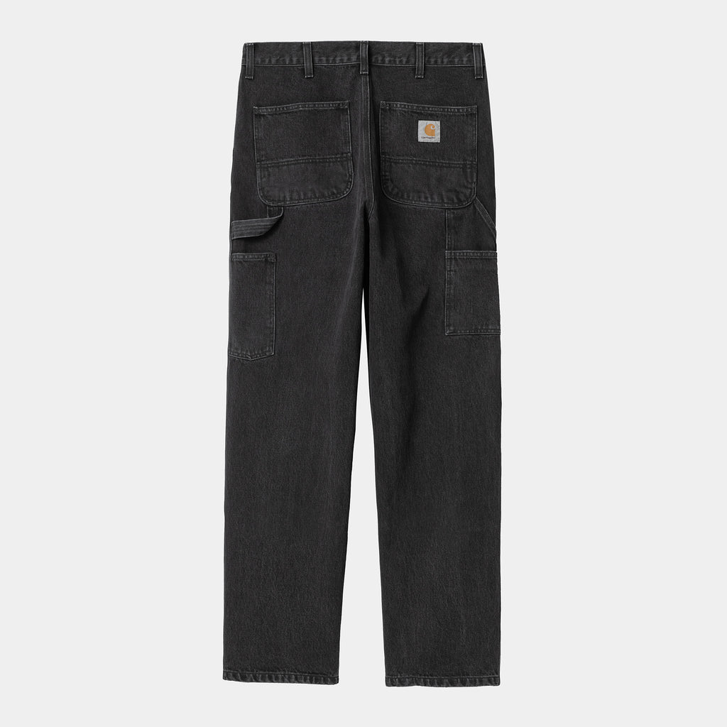 CARHARTT WIP DOUBLE KNEE PANT - Black Stone Washed