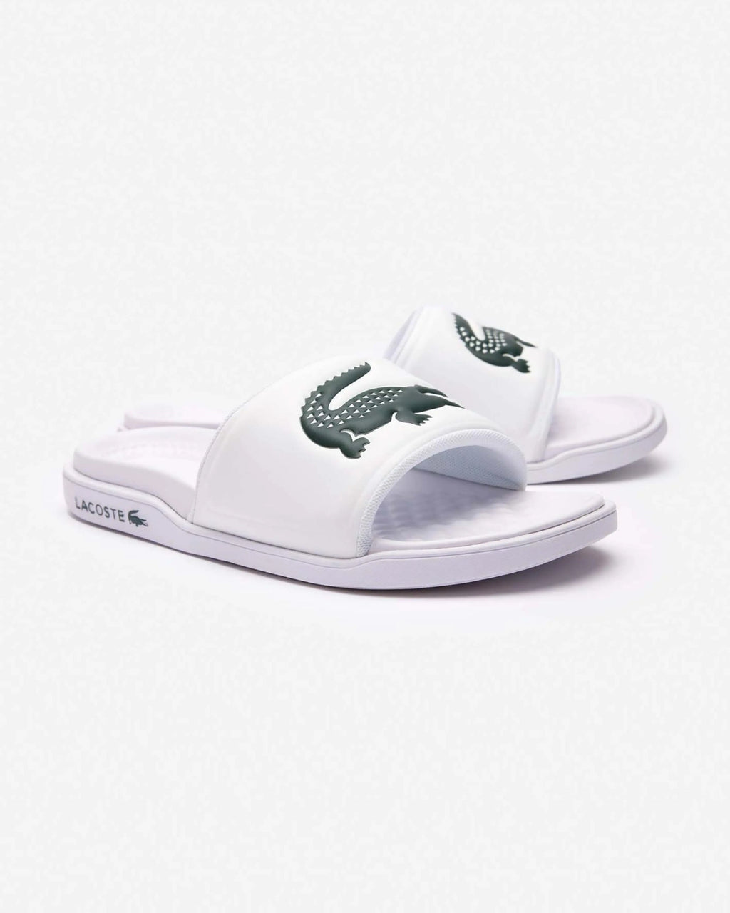 LACOSTE SERVE CROCO DUALISTE SLIDE  - White Dark Green