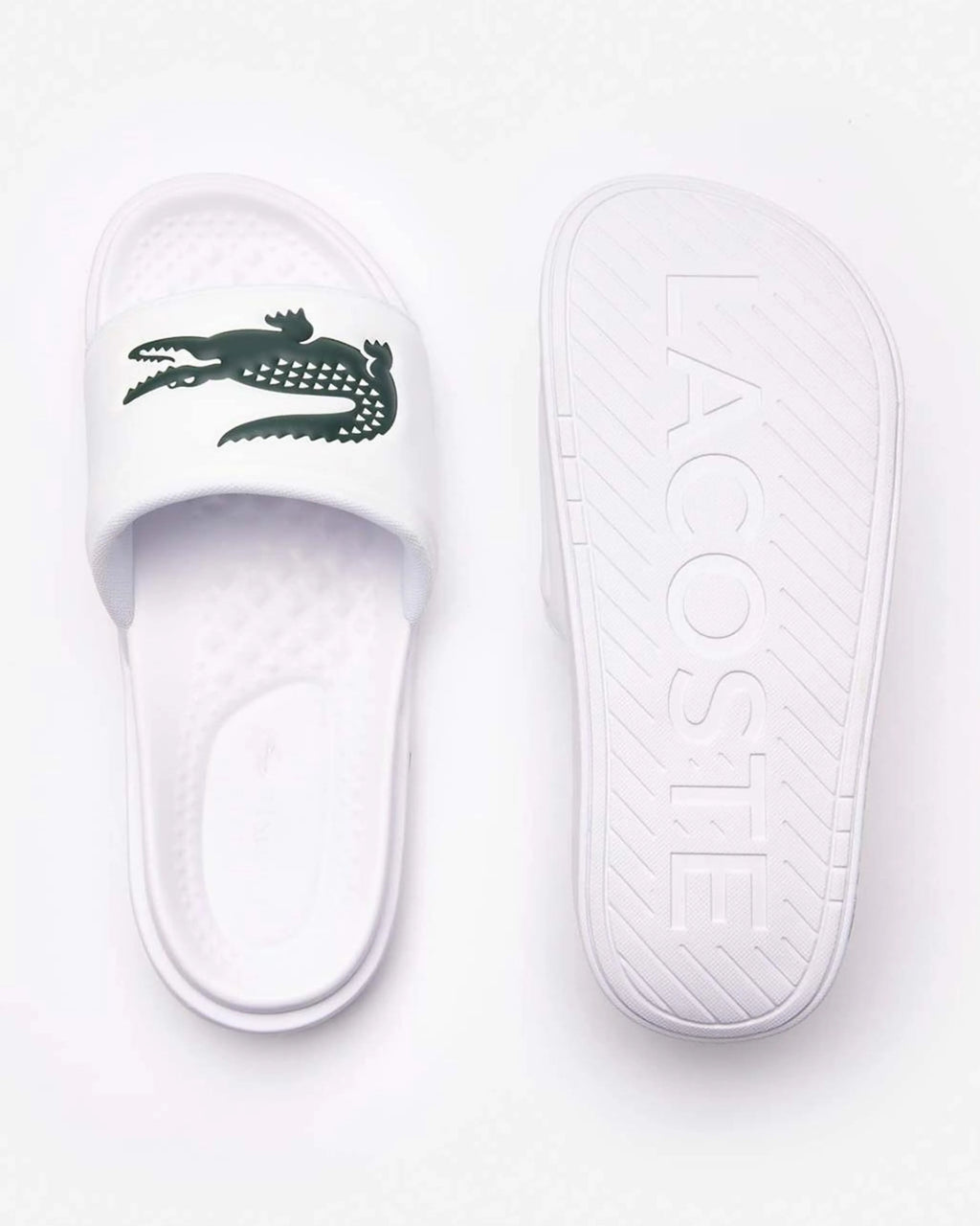 LACOSTE SERVE CROCO DUALISTE SLIDE  - White Dark Green